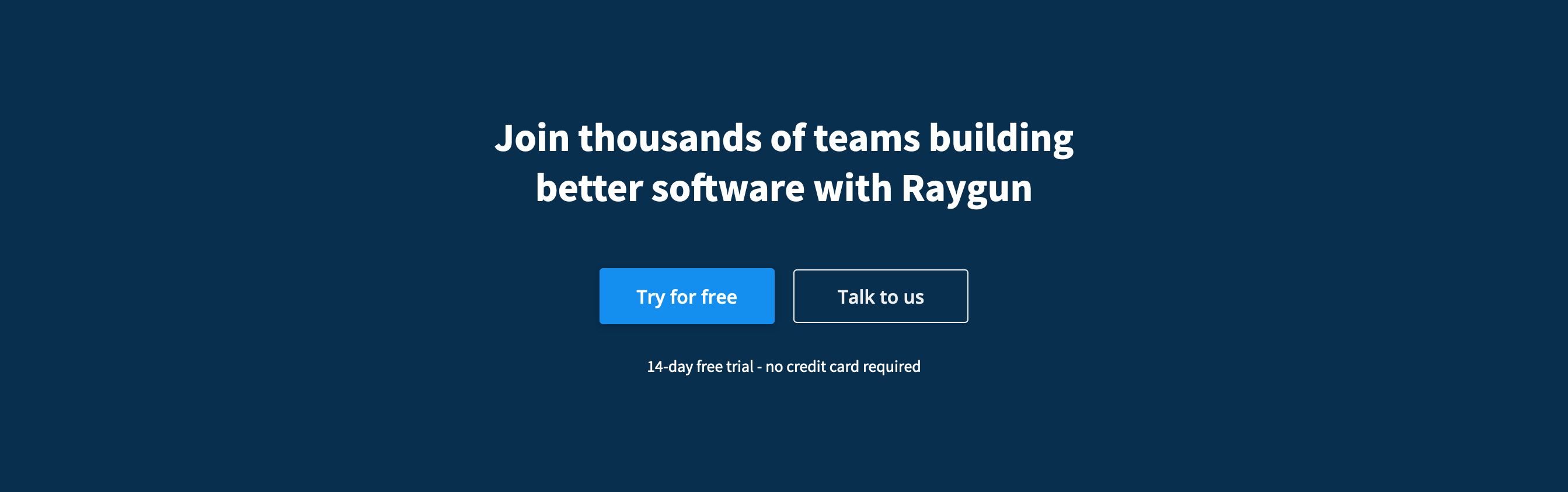 Raygun Call To Action component screenshot