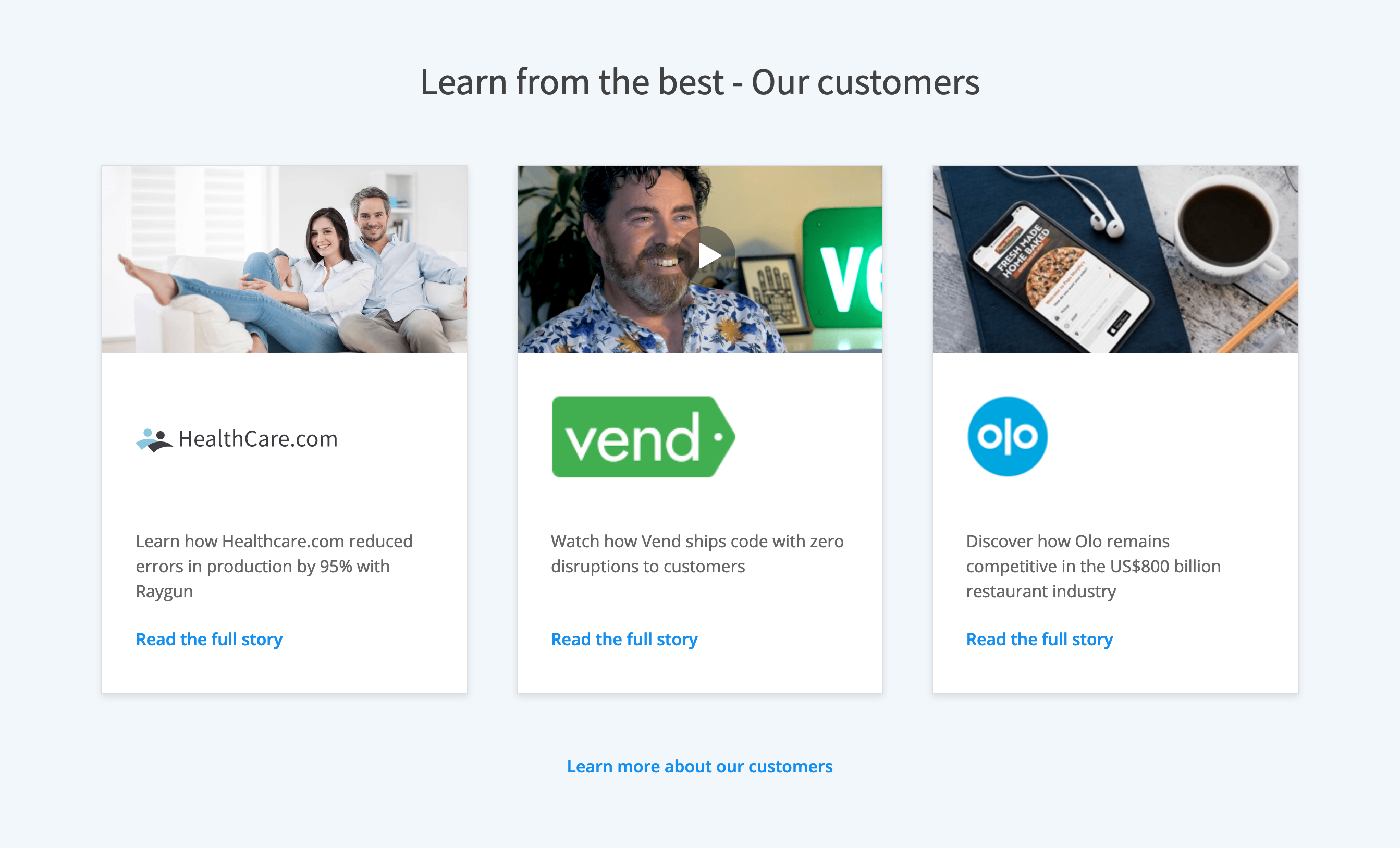 Raygun Testimonial component screenshot