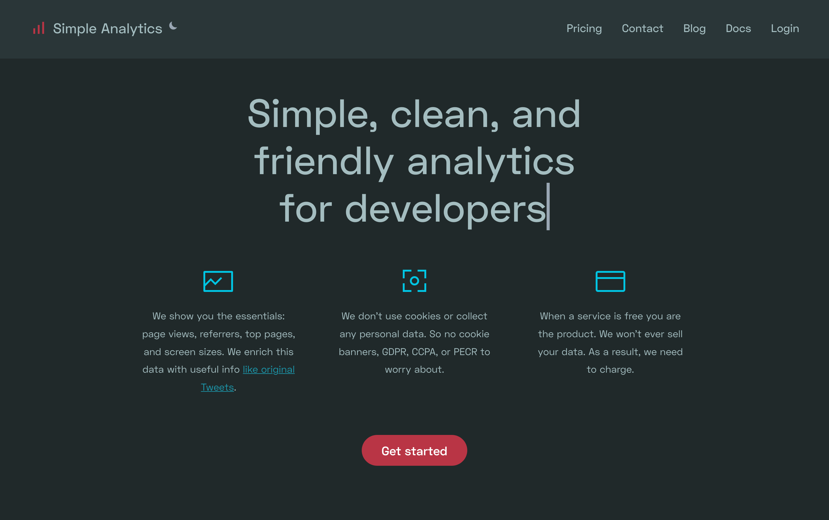 Simpleanalytics Hero component screenshot
