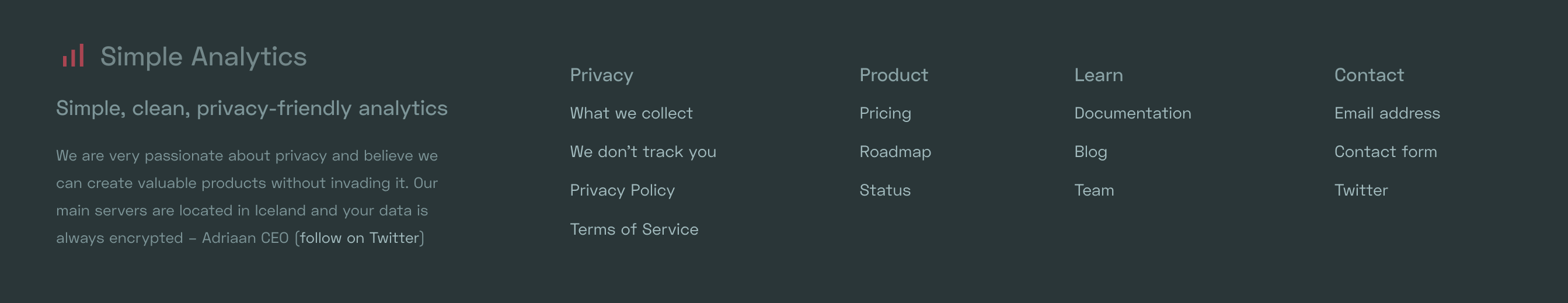 Simpleanalytics Footer component screenshot