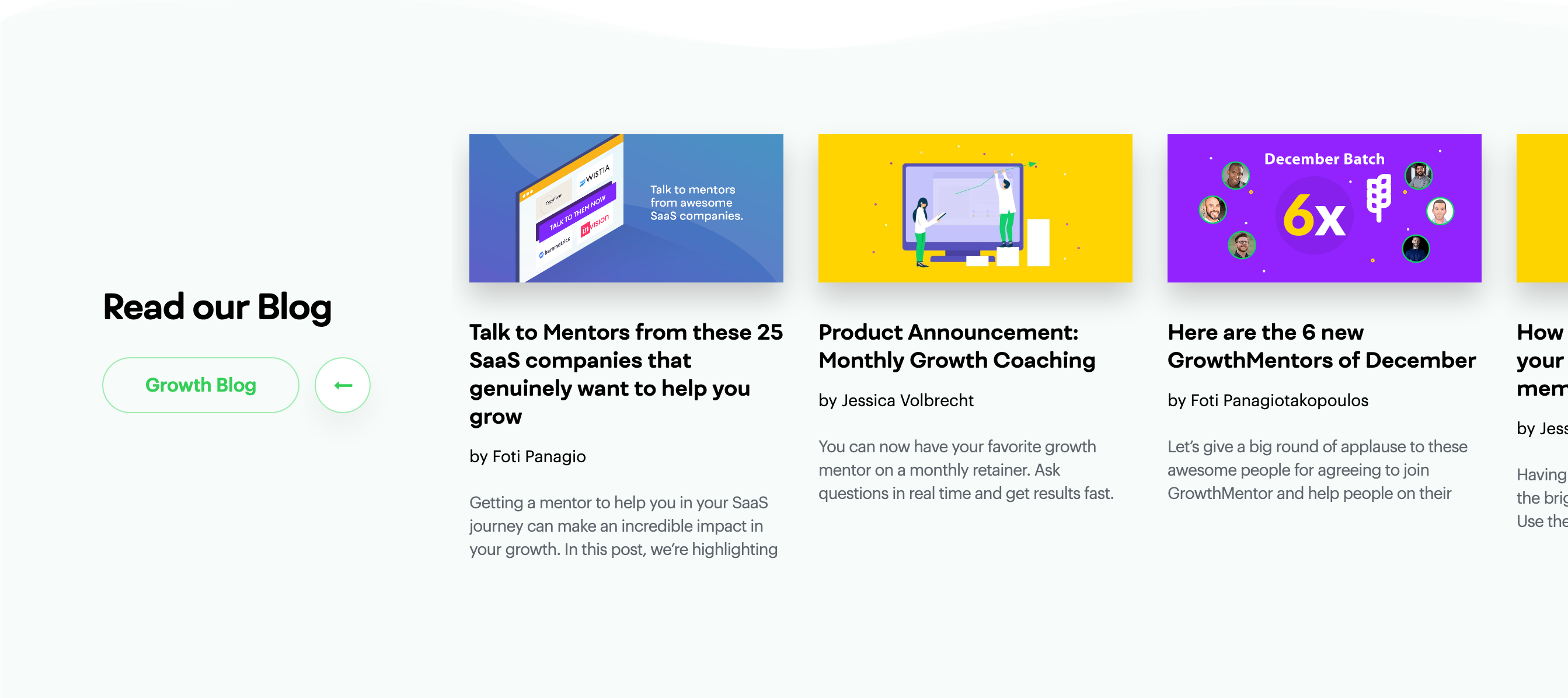 GrowthMentor Blog component screenshot