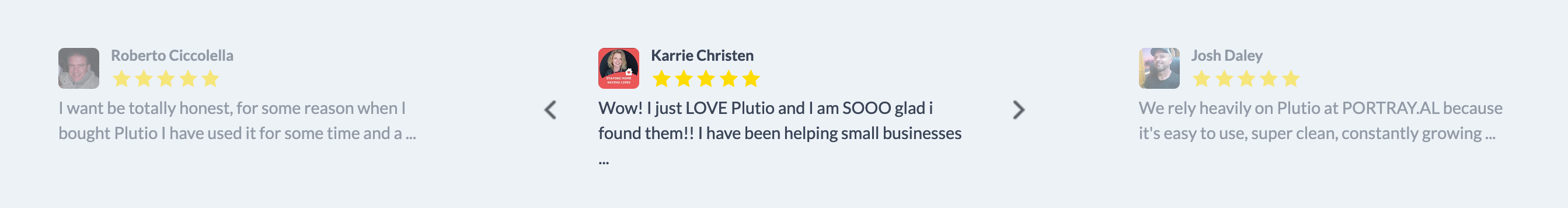 Plutio Testimonial component screenshot