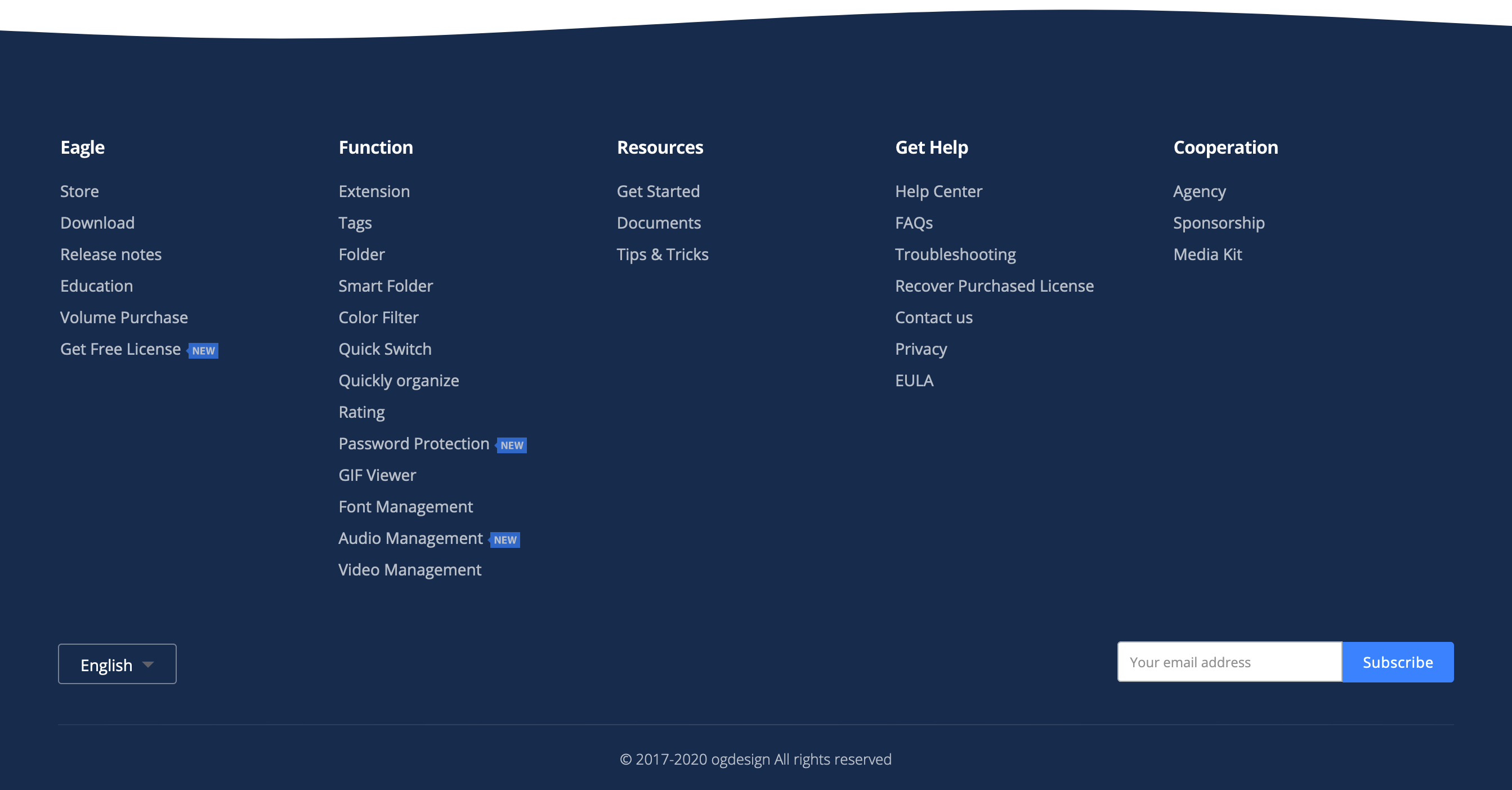 En.eagle Footer component screenshot