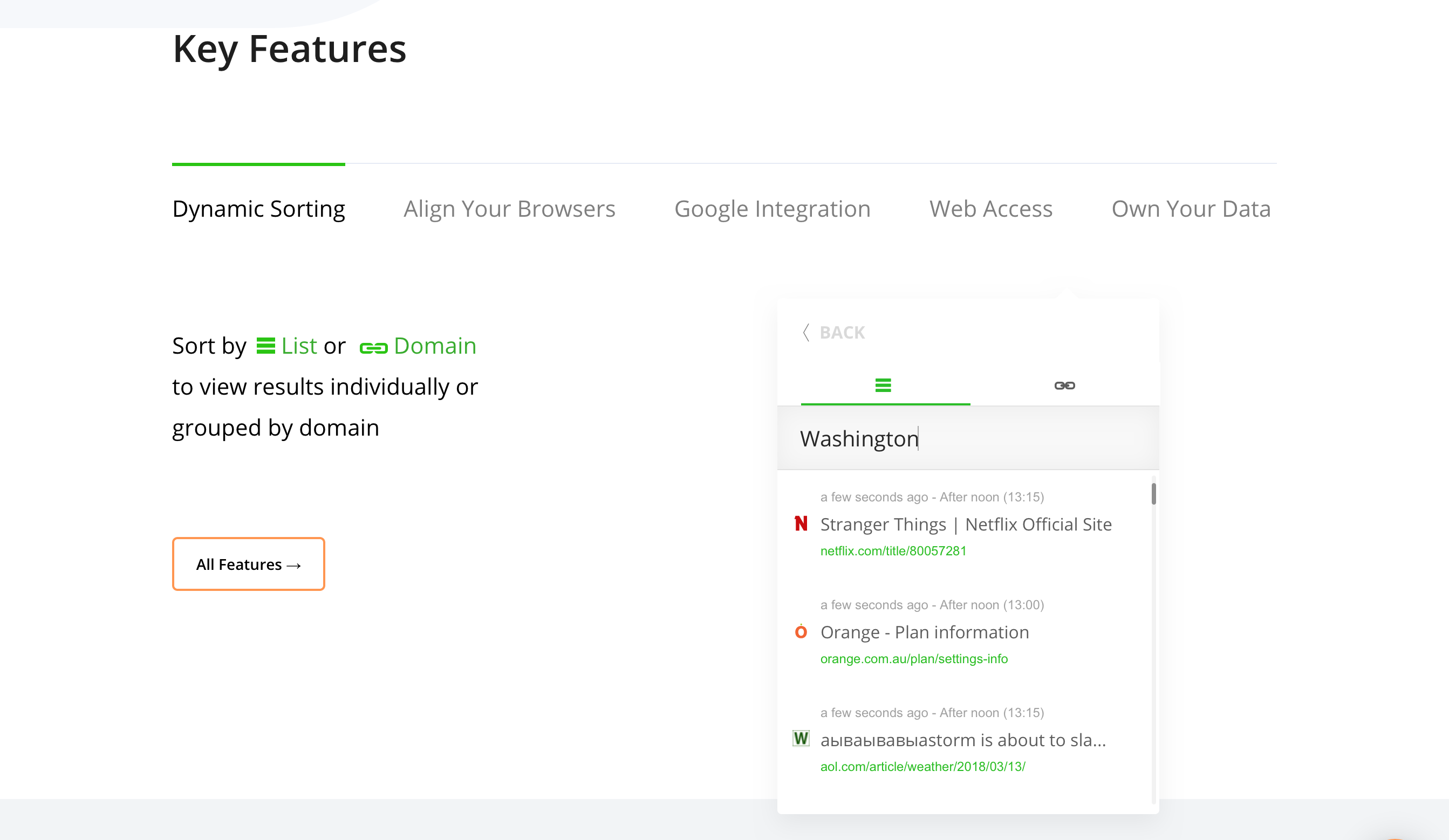 Historysearch Feature component screenshot