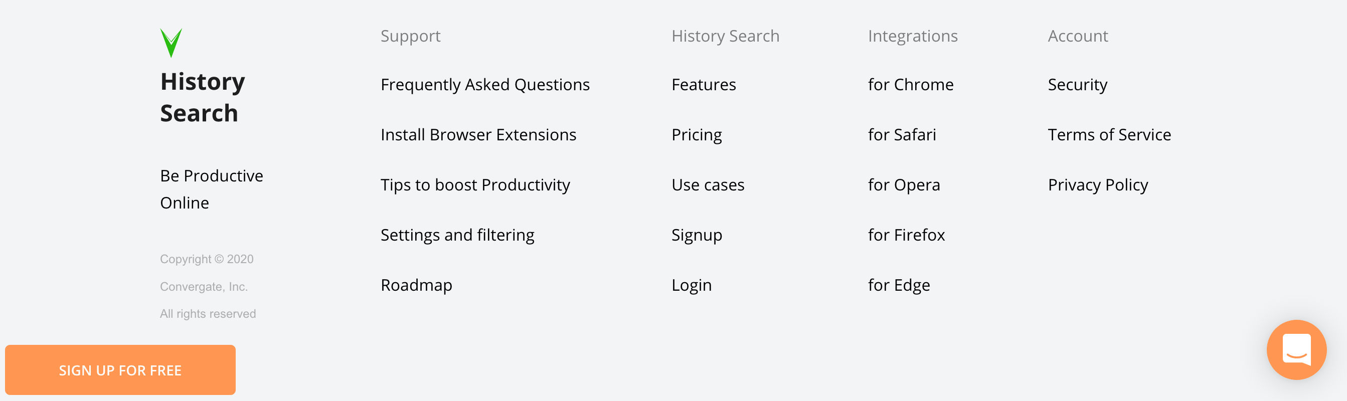 Historysearch Footer component screenshot