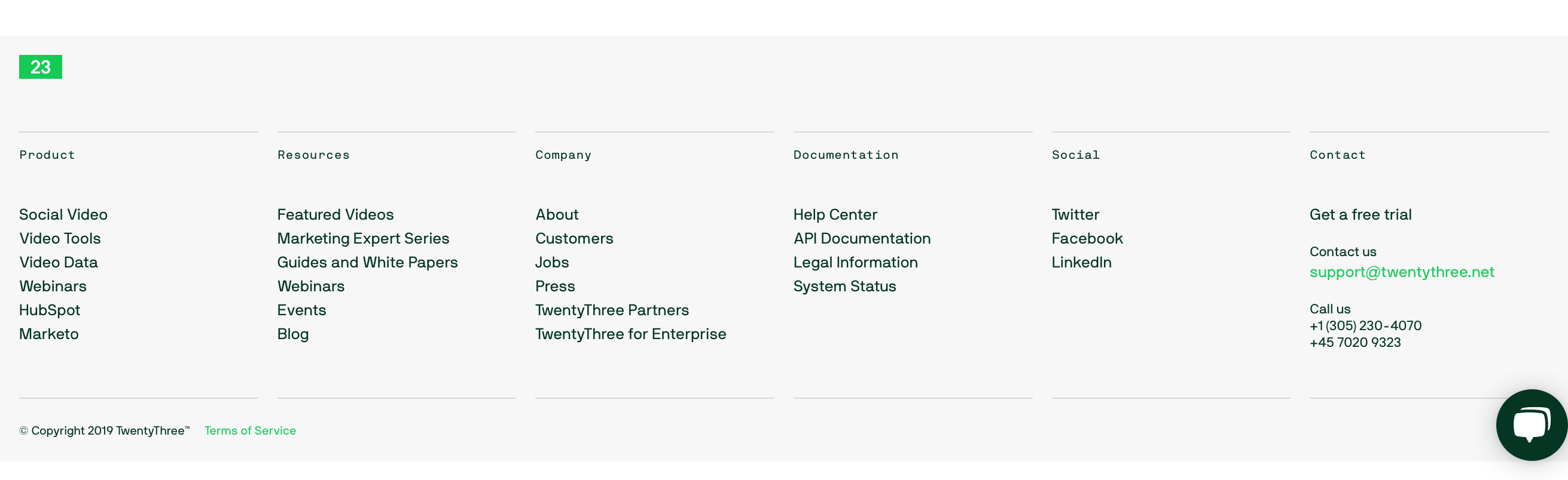 Twentythree Footer component screenshot