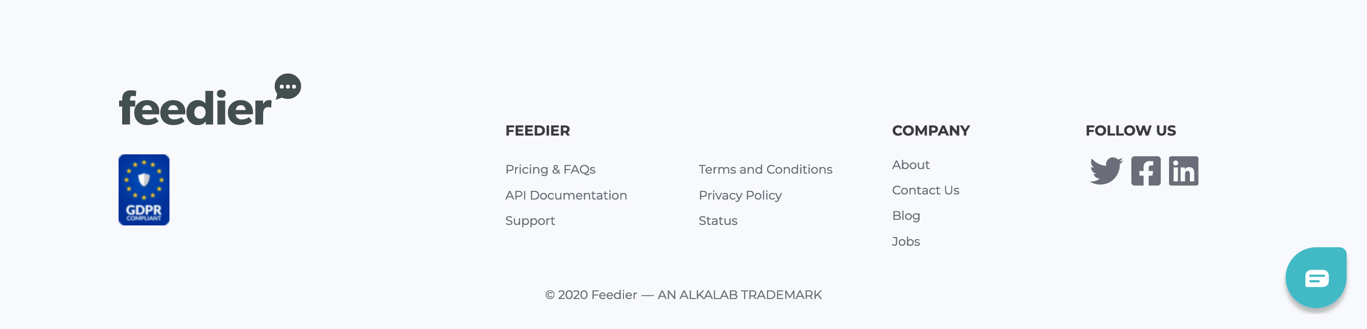Feedier Footer component screenshot