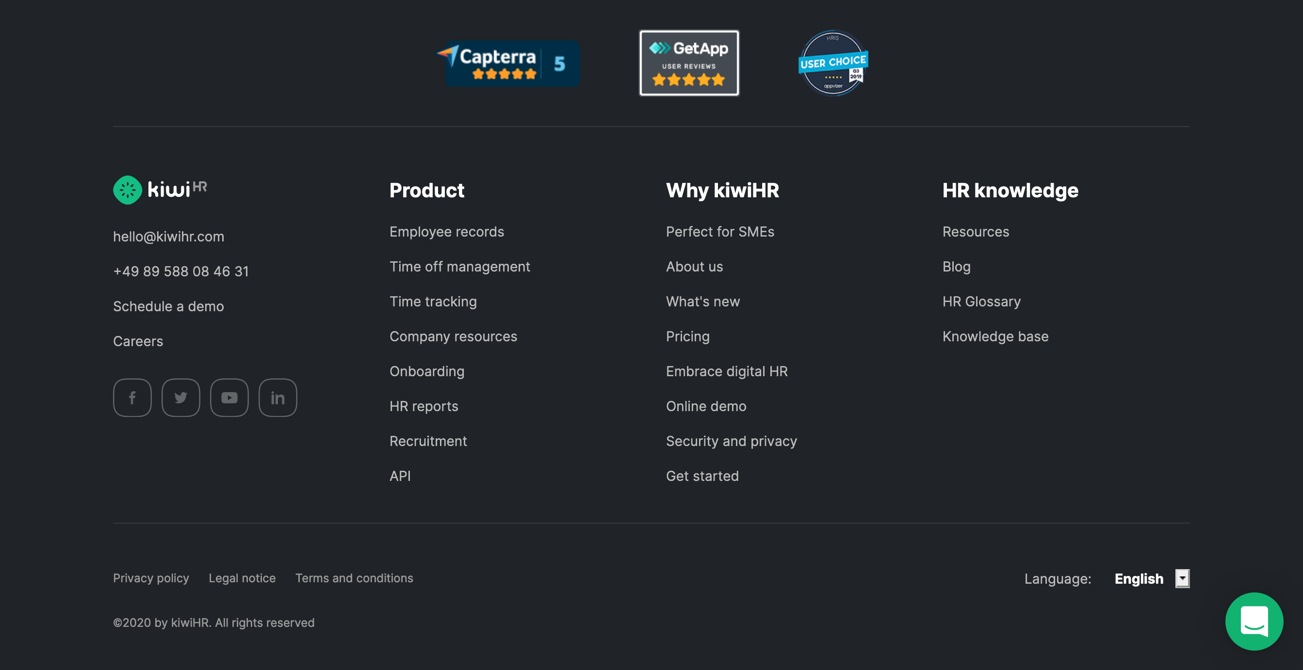 Kiwihr Footer component screenshot