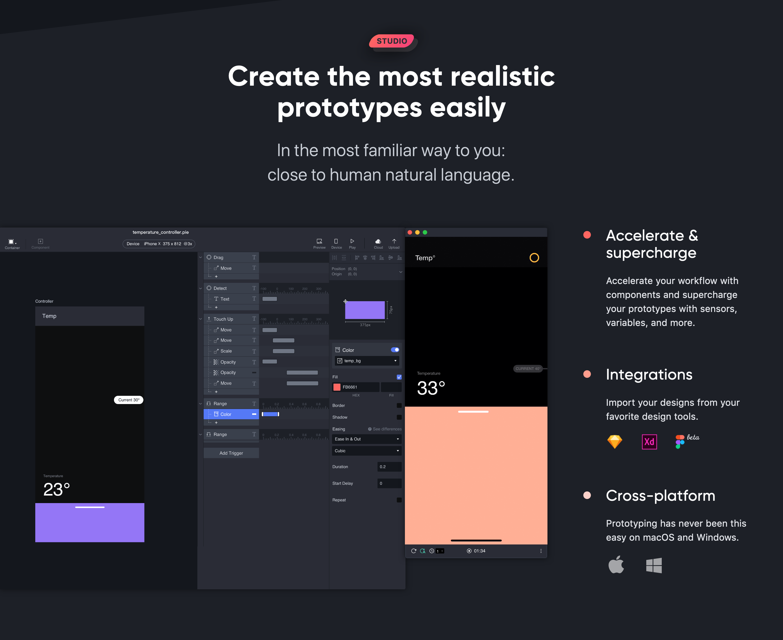 Protopie Feature component screenshot