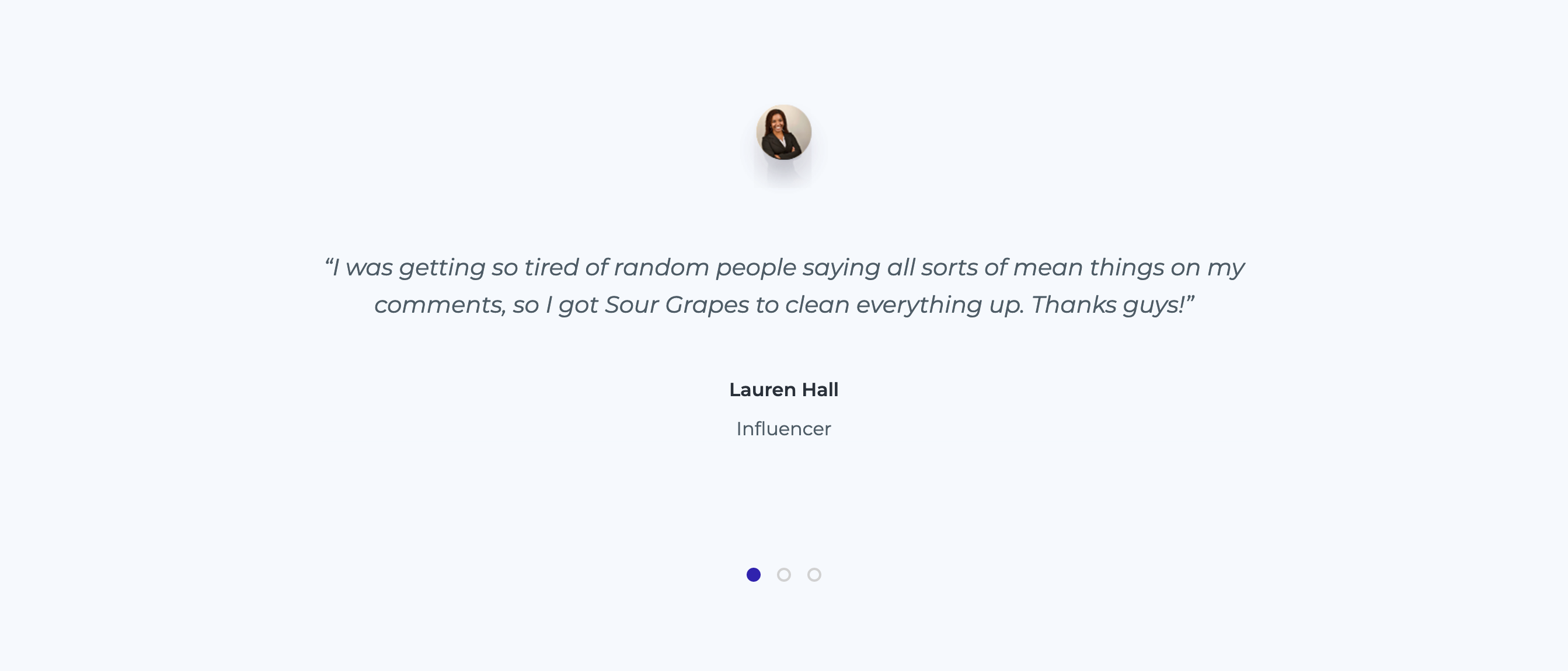 Sourgrapes Testimonial component screenshot