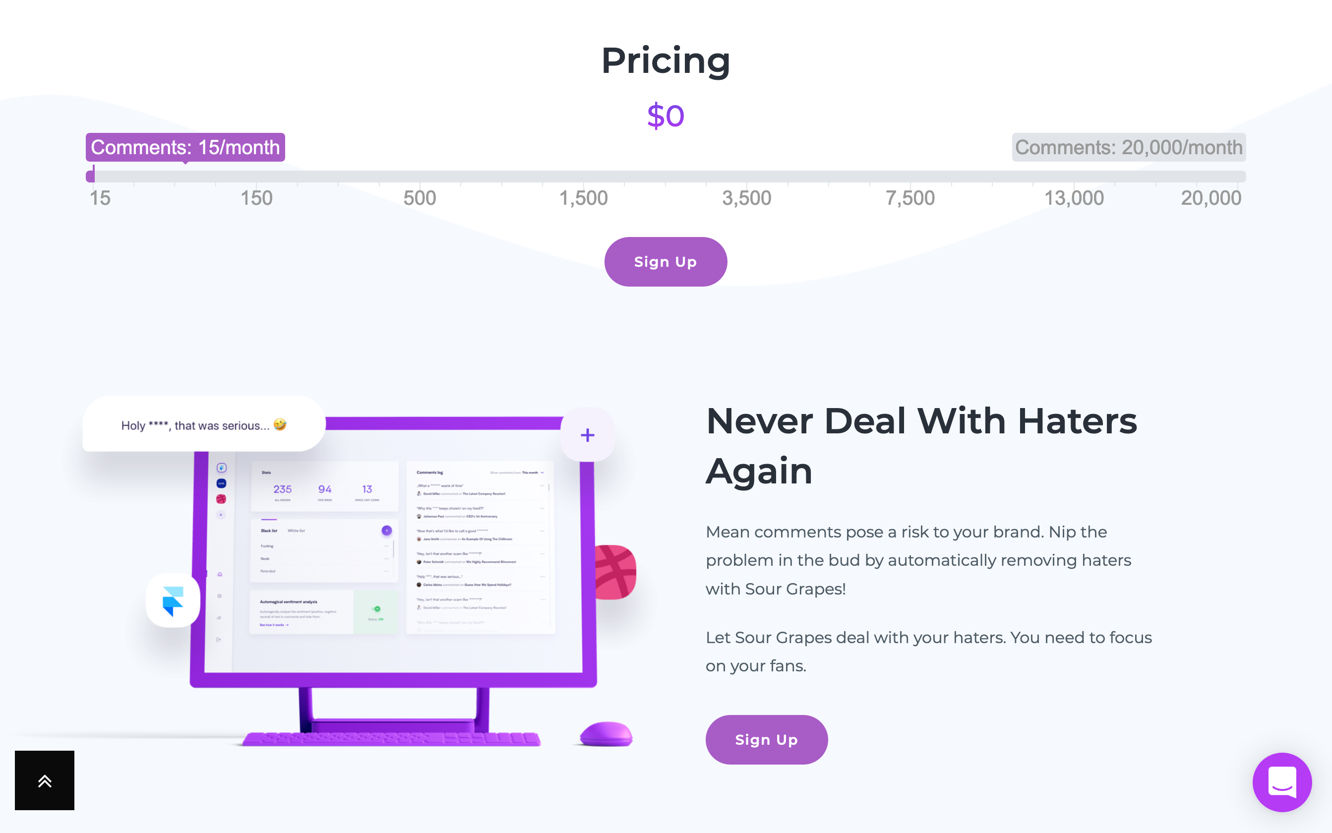 Sourgrapes Pricing component screenshot