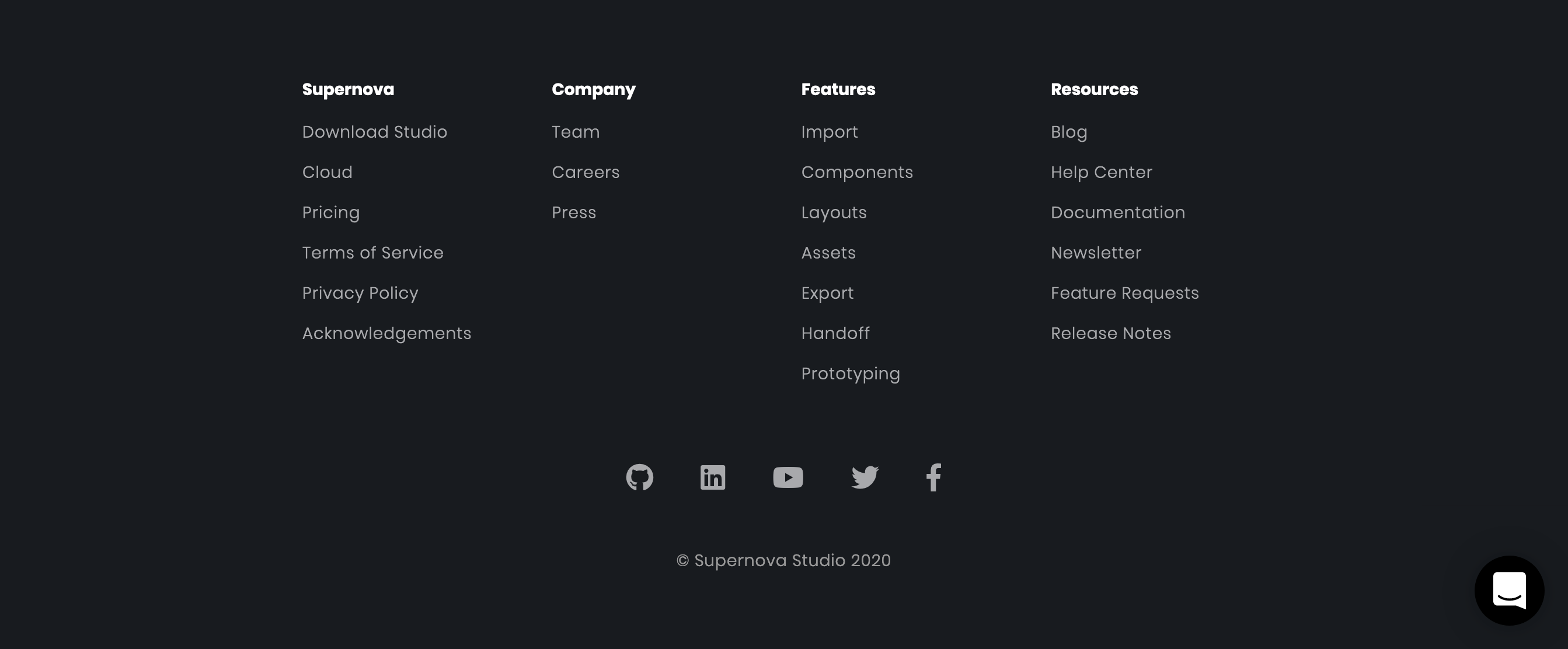 Supernova Footer component screenshot