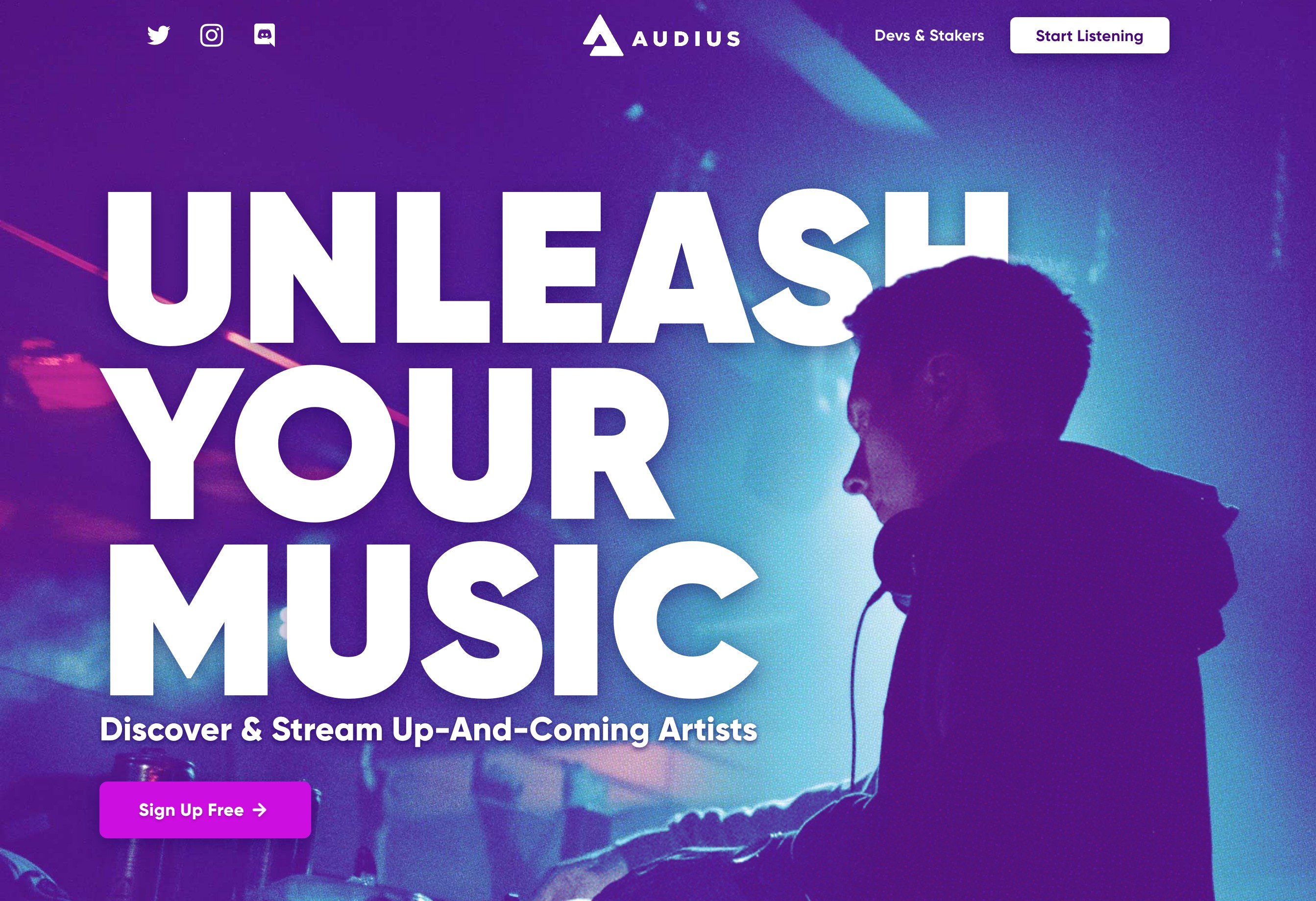Audius Hero component screenshot