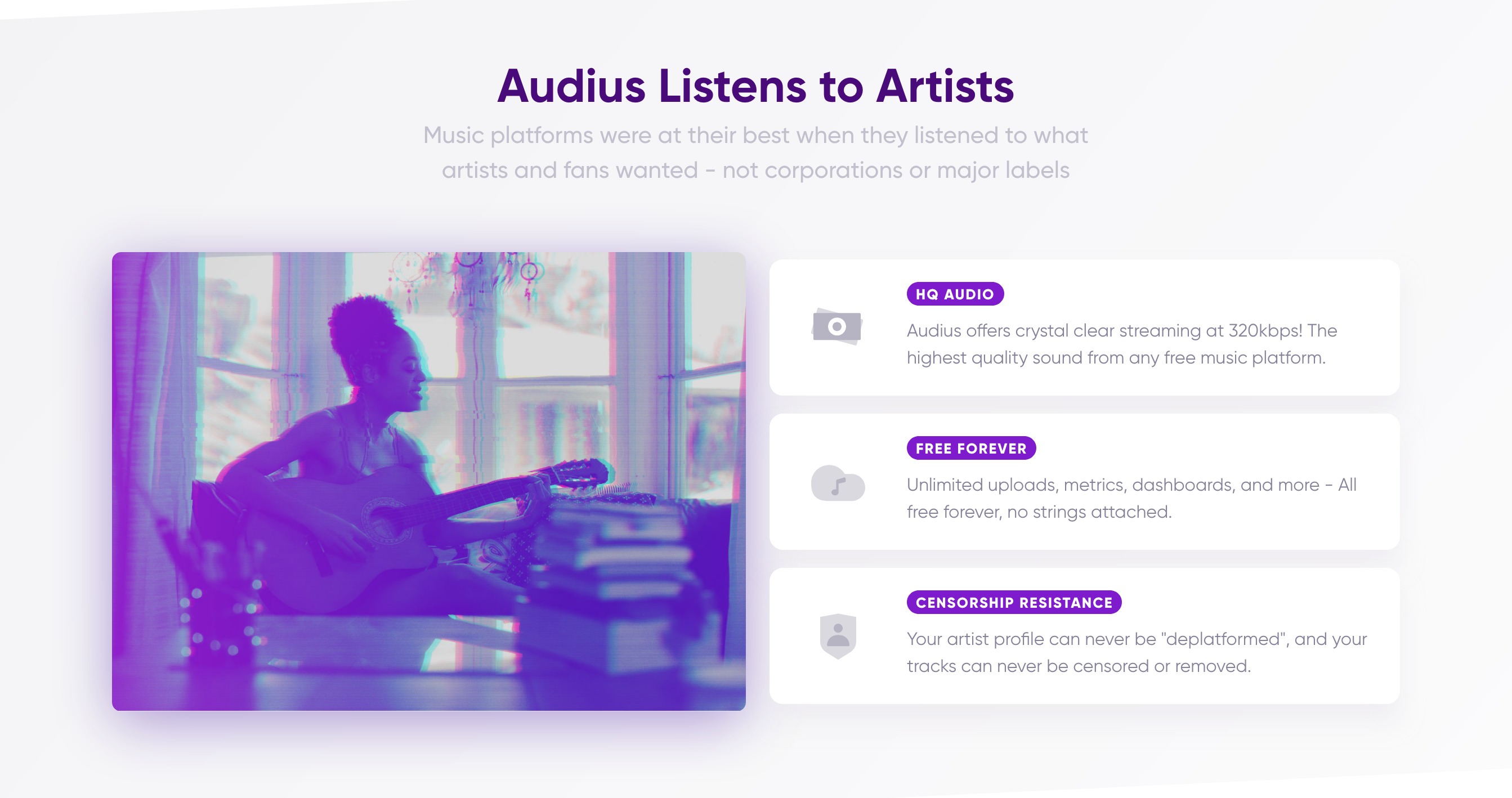 Audius Feature component screenshot