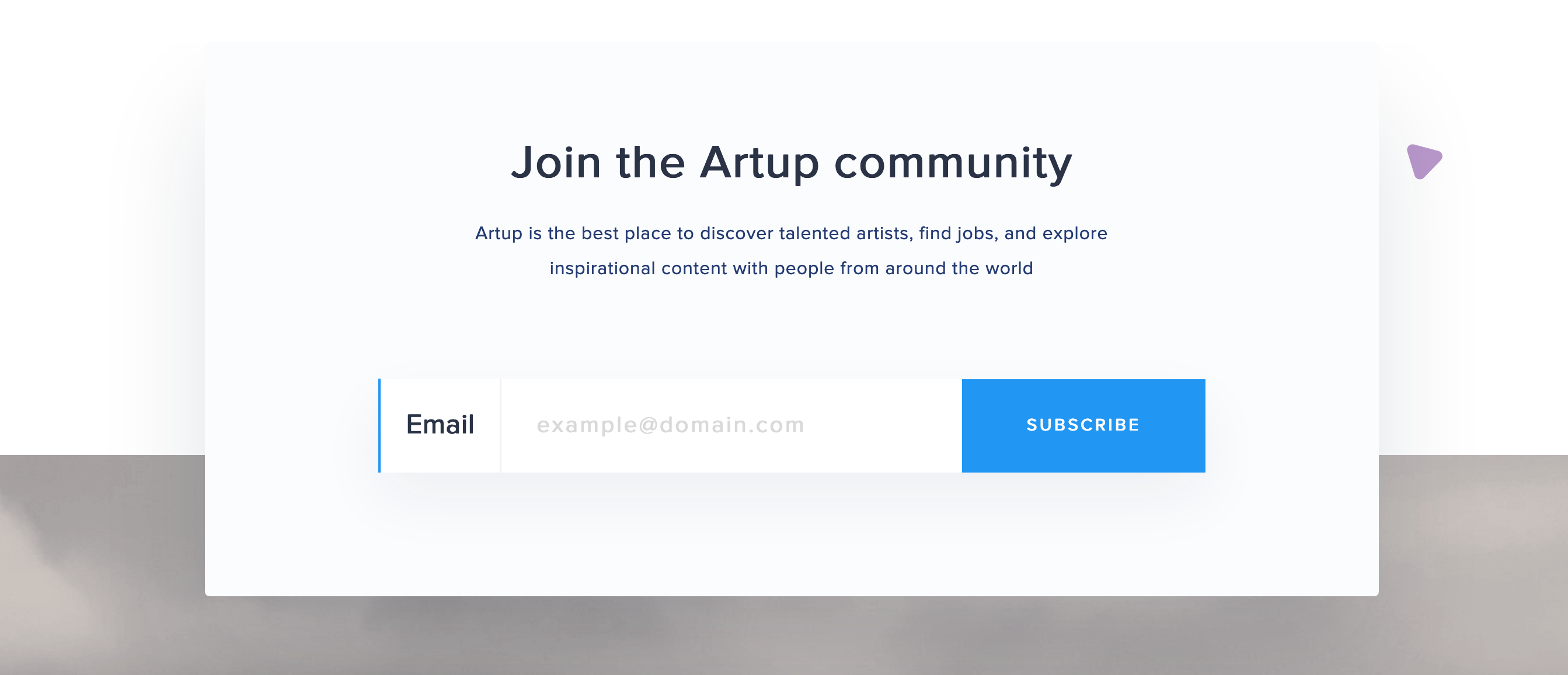 Artup Signup component screenshot