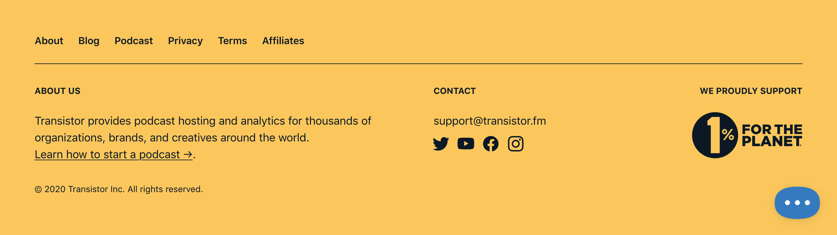 Transistor Footer component screenshot