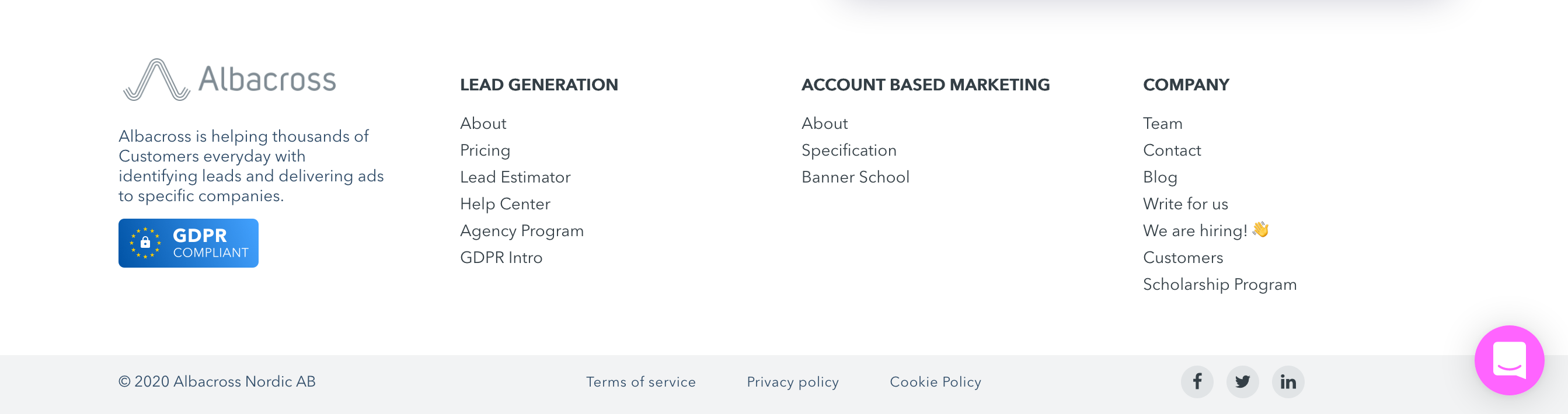 Albacross Footer component screenshot