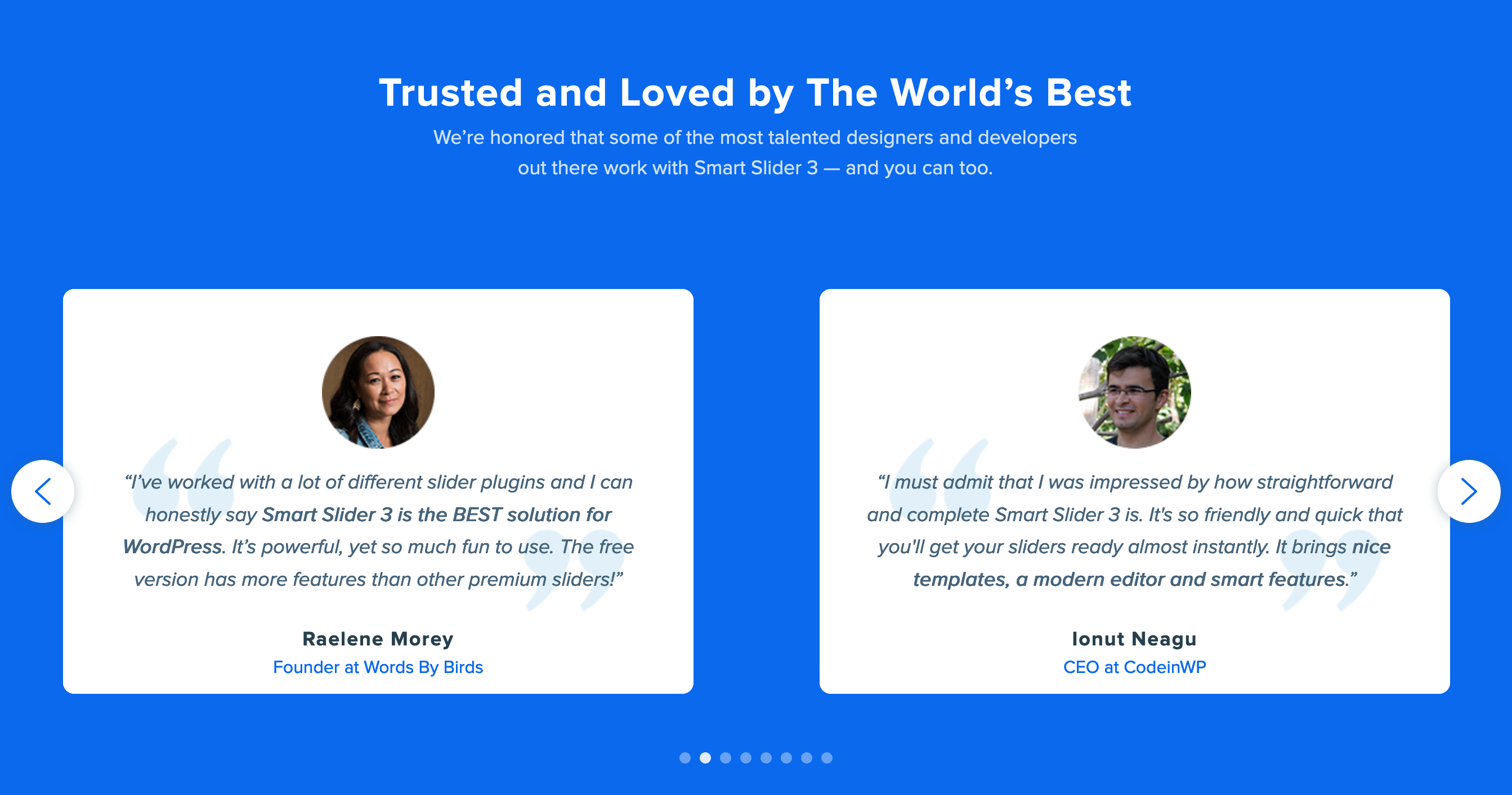Smartslider3 Testimonial component screenshot