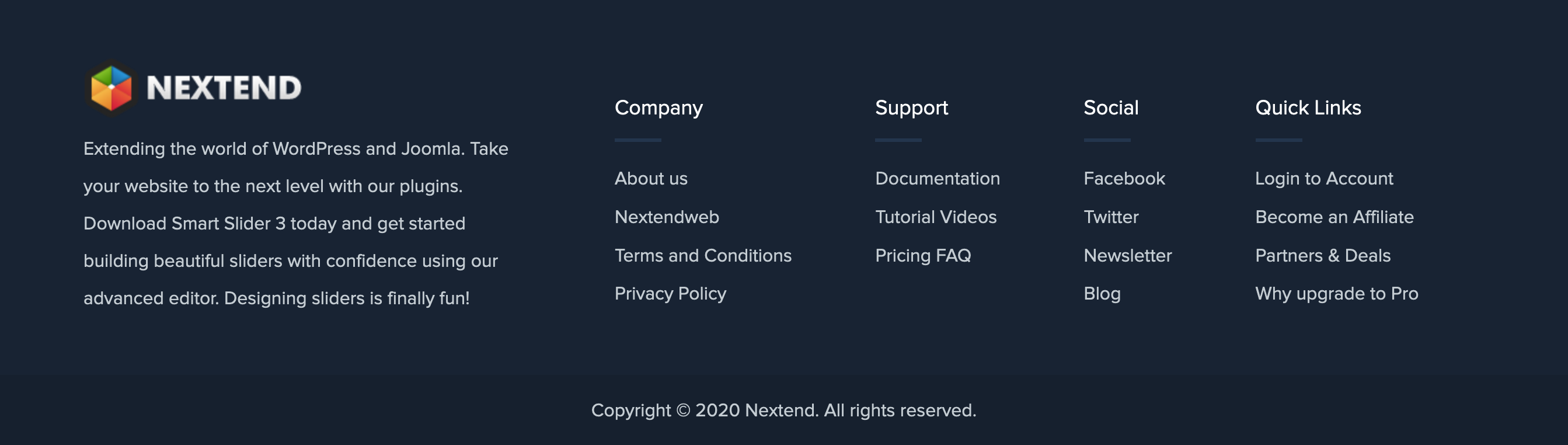 Smartslider3 Footer component screenshot