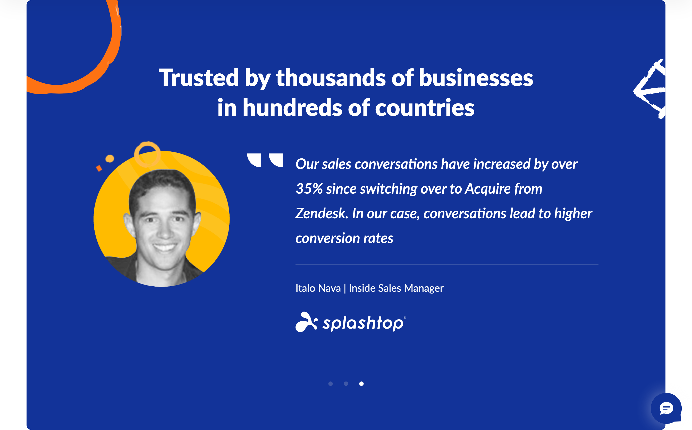Acquire Testimonial component screenshot