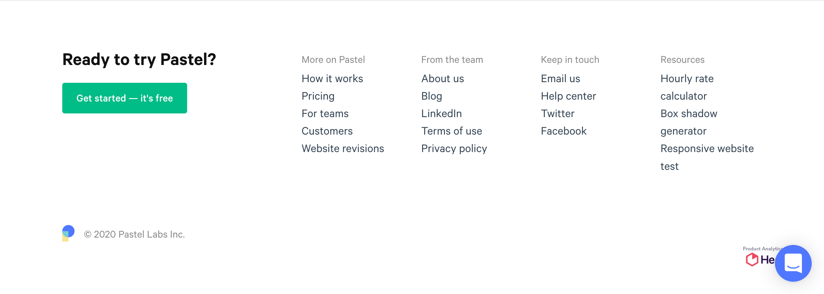 Usepastel Footer component screenshot