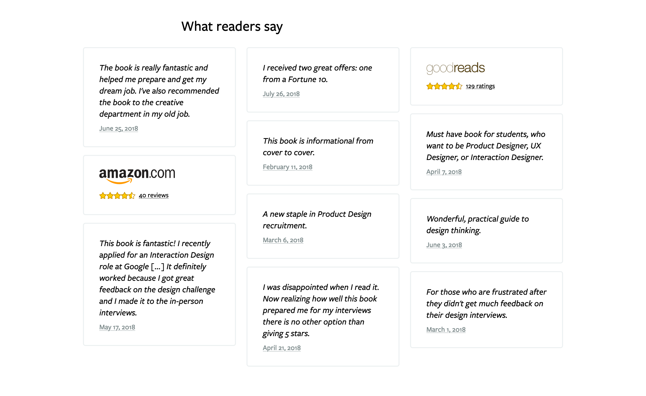 Productdesigninterview Testimonial component screenshot