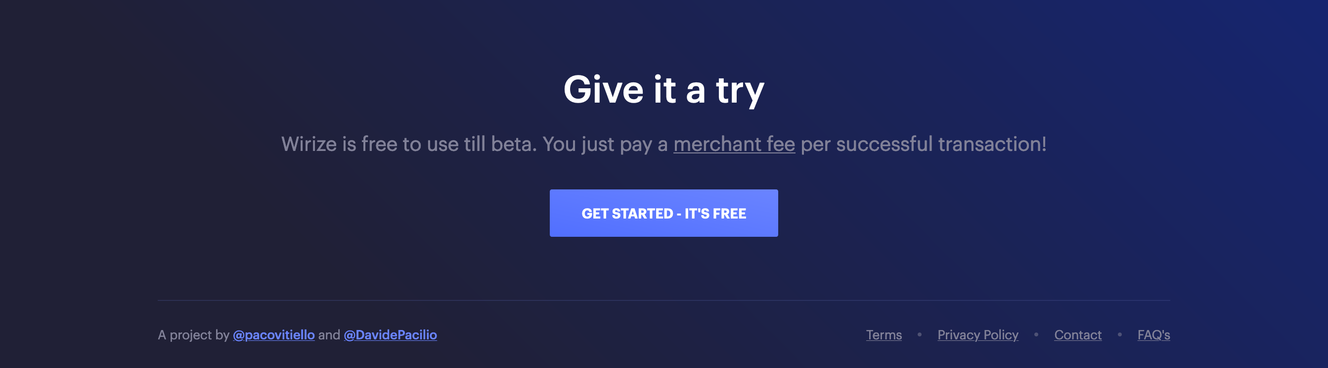 Wirize Footer component screenshot