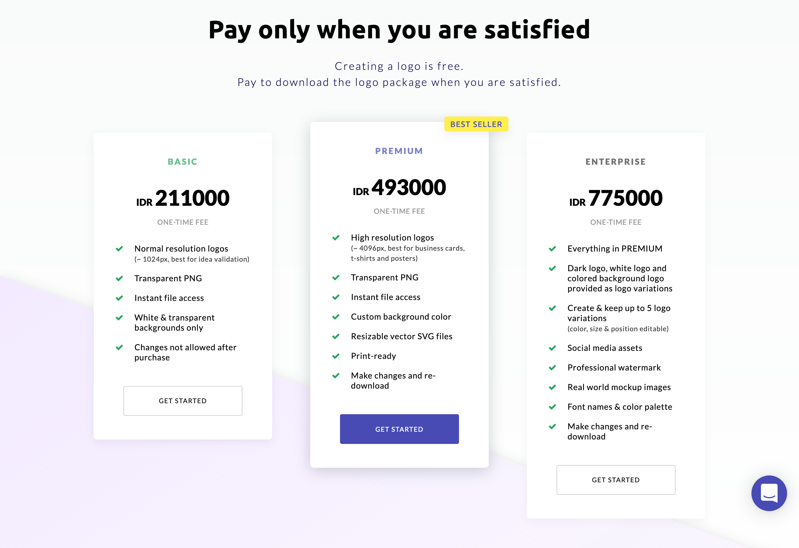 Logomaster Pricing component screenshot