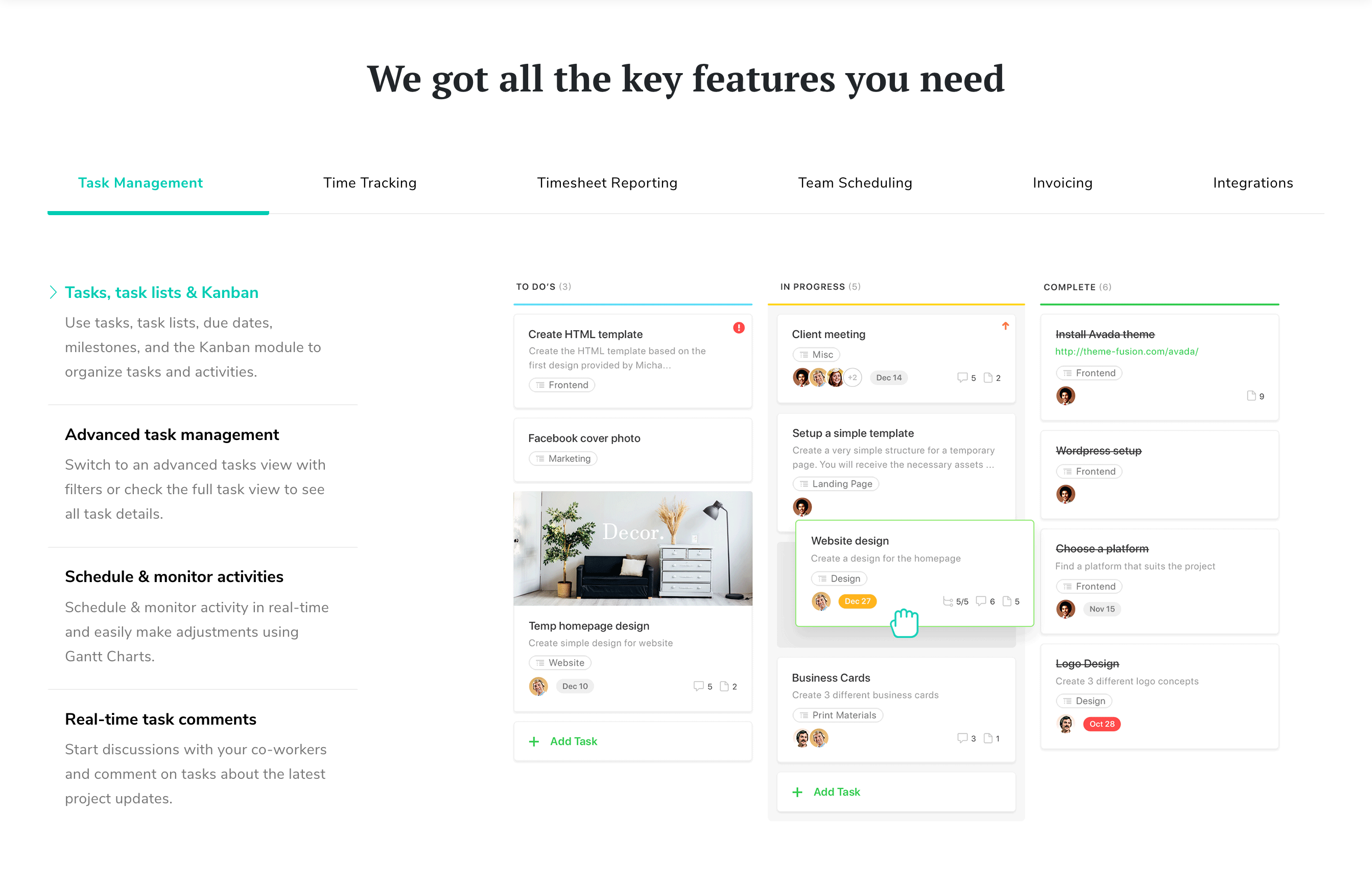 Paymo Feature component screenshot