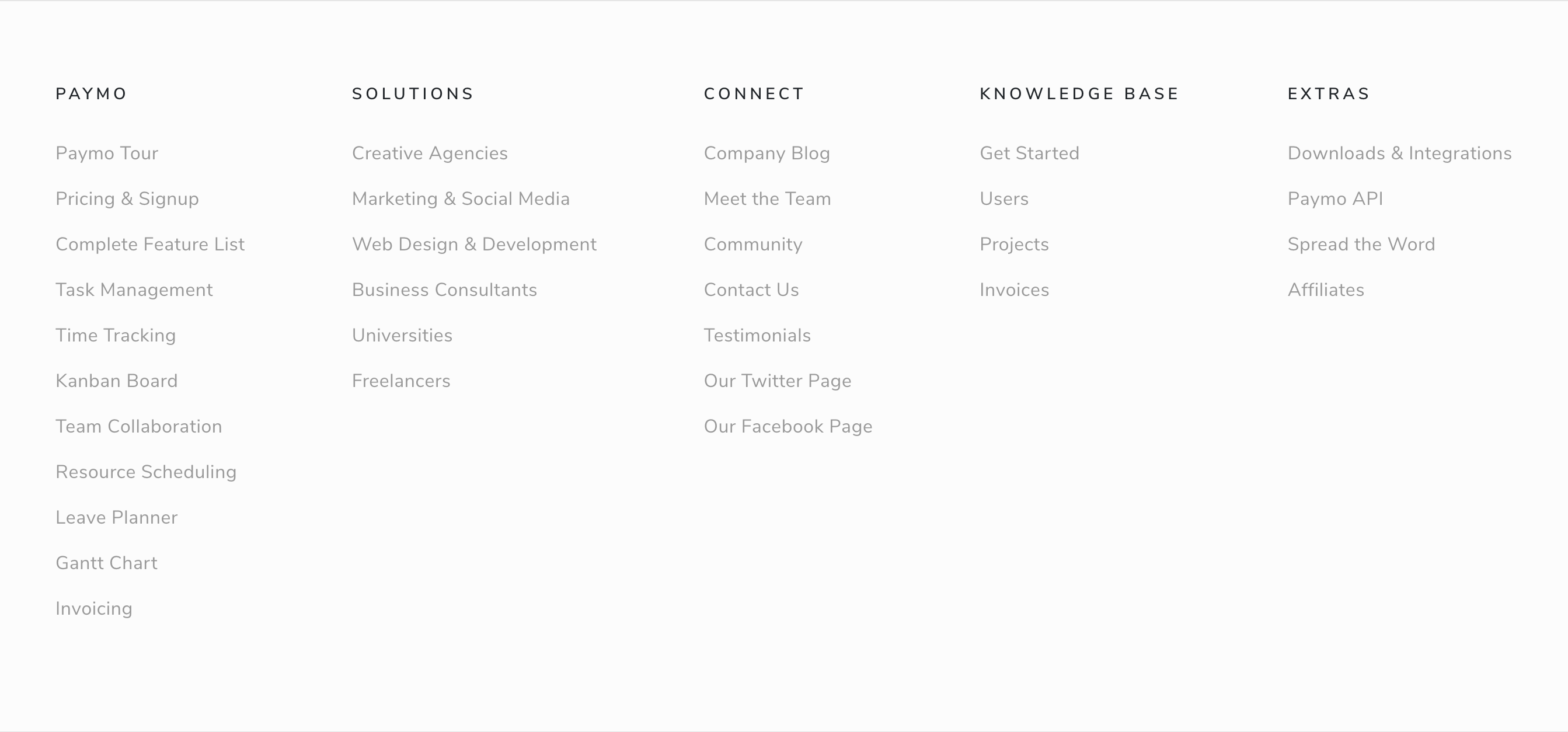 Paymo Footer component screenshot