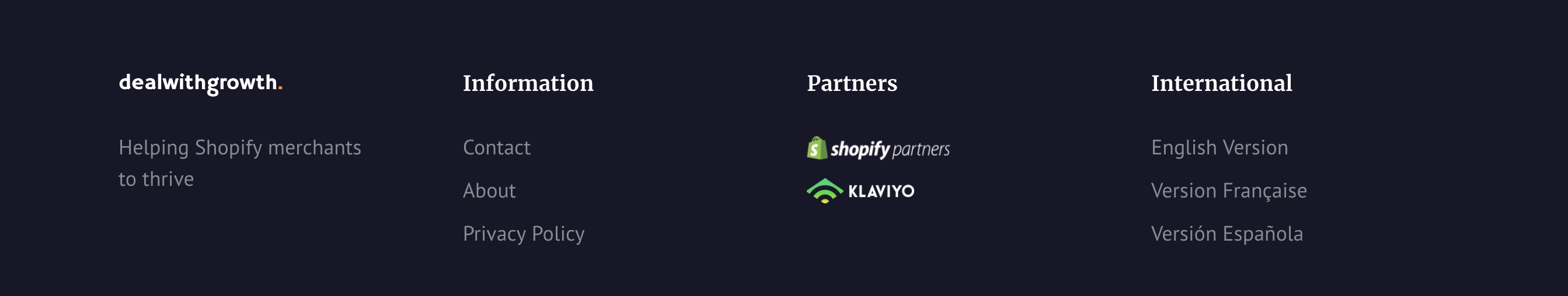 Dealwithgrowth Footer component screenshot