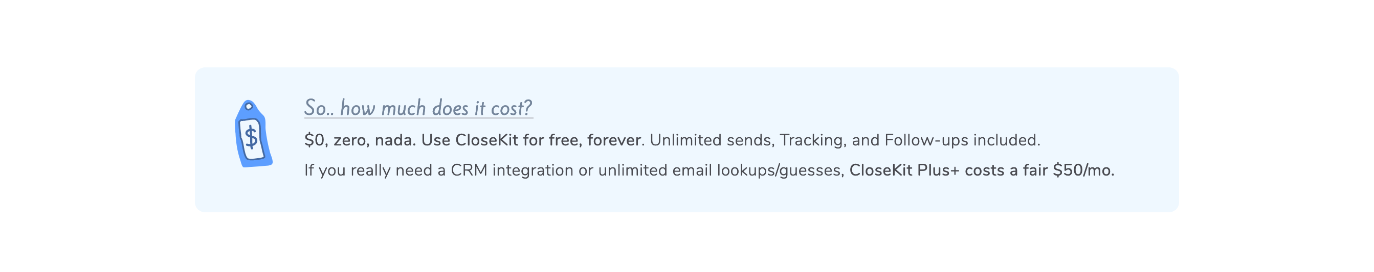 Closekit Pricing component screenshot
