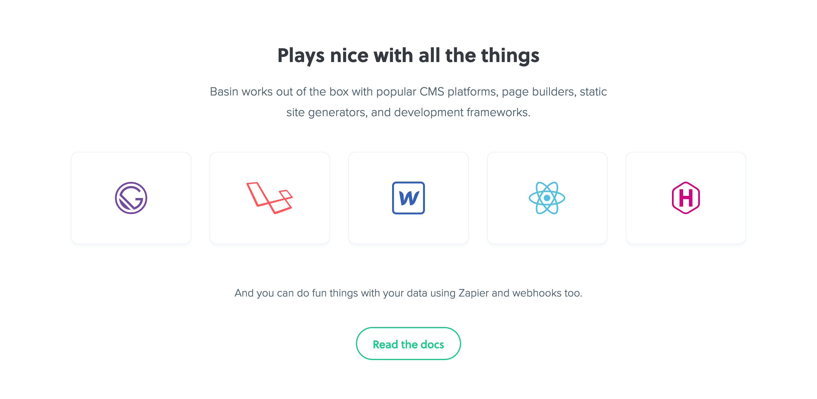 Usebasin Intergrations component screenshot