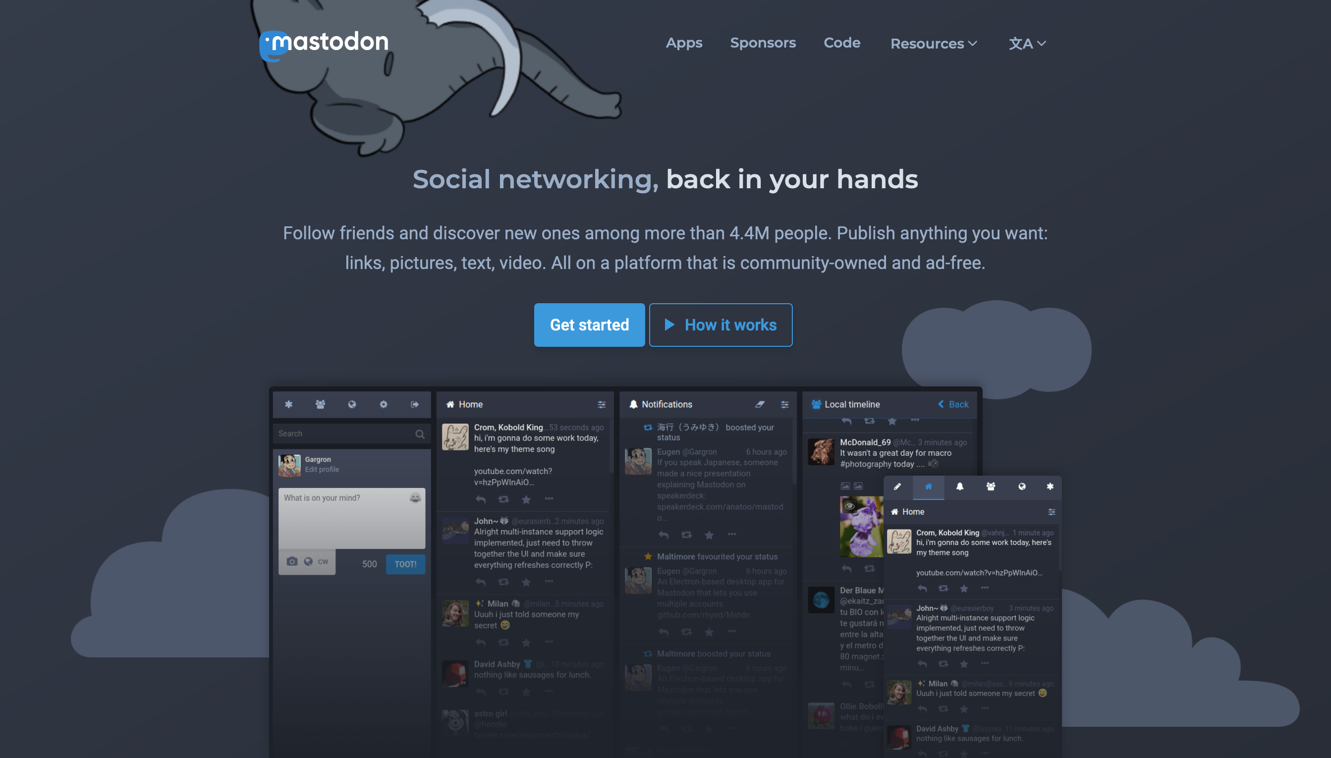 Mastodon Hero component screenshot