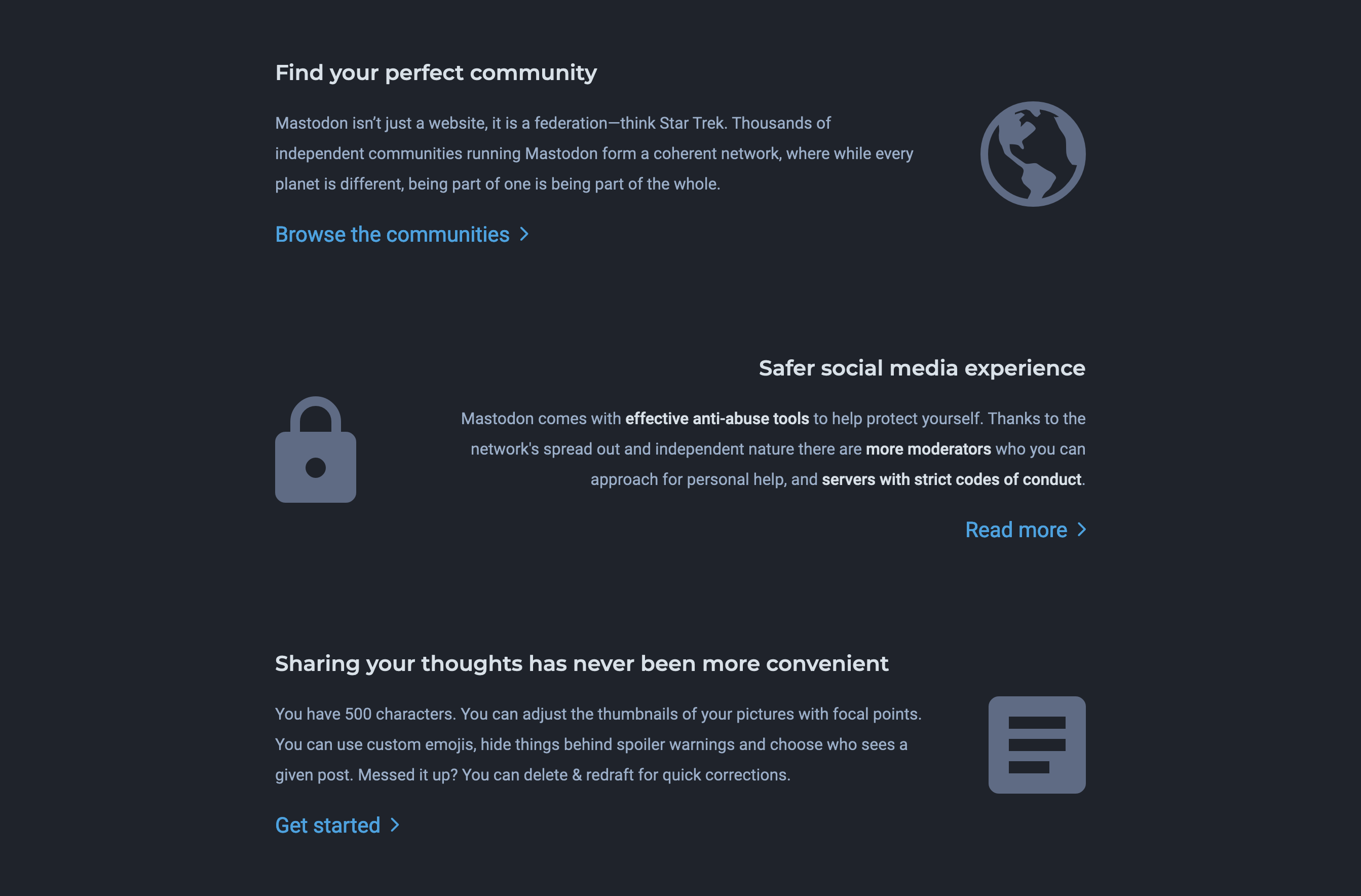 Mastodon Feature component screenshot
