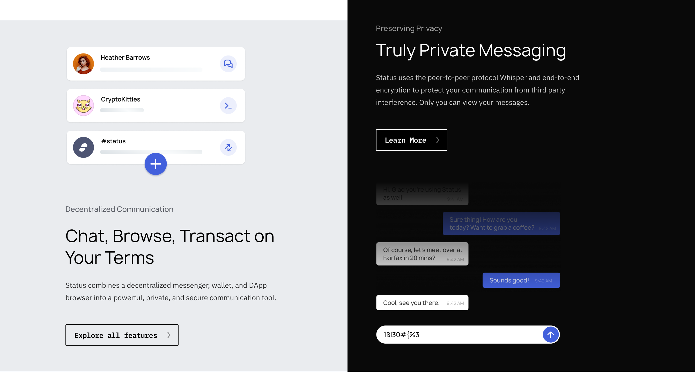 Status Feature component screenshot
