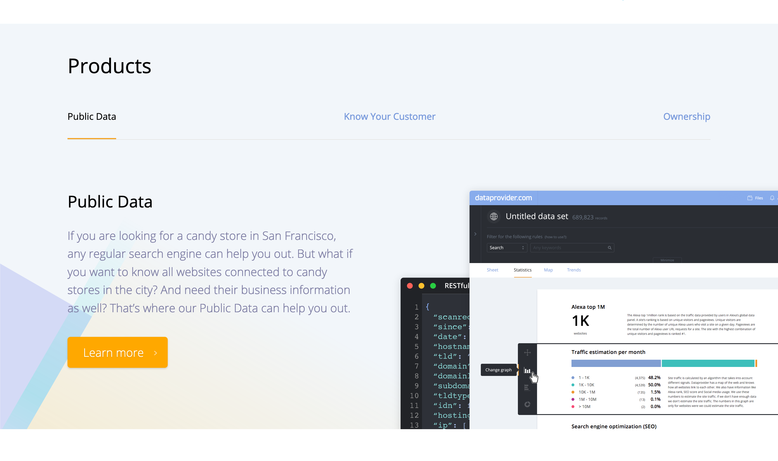 Dataprovider Products component screenshot