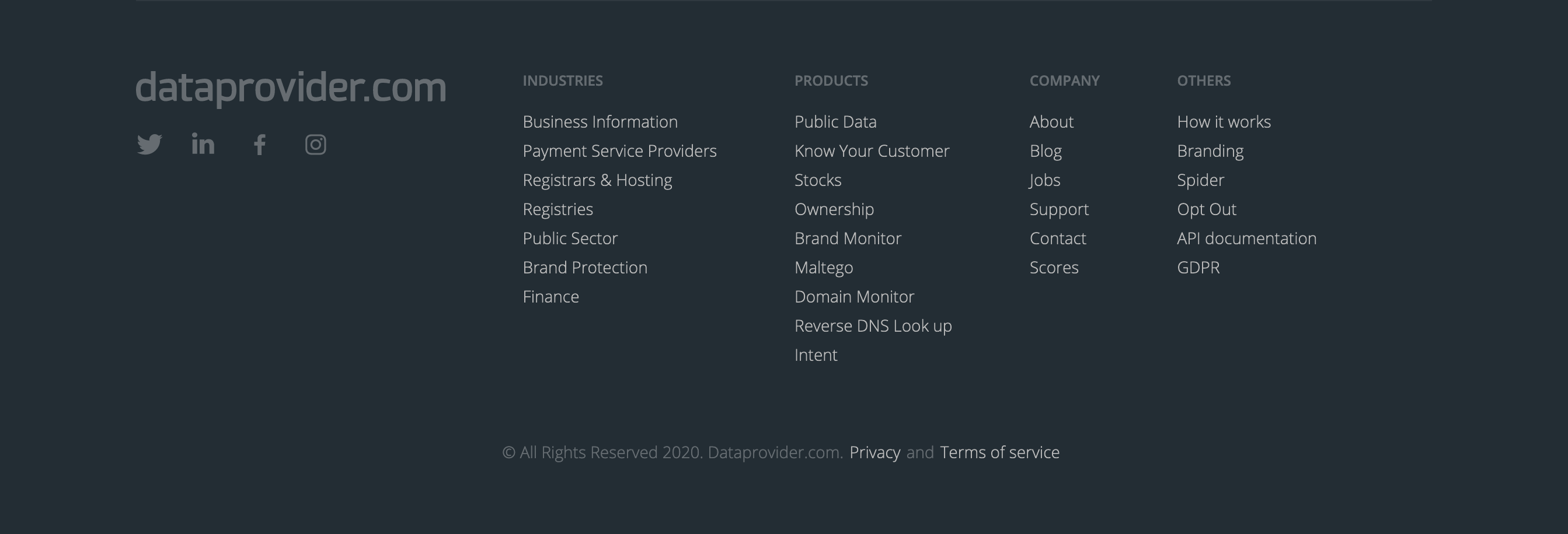 Dataprovider Footer component screenshot