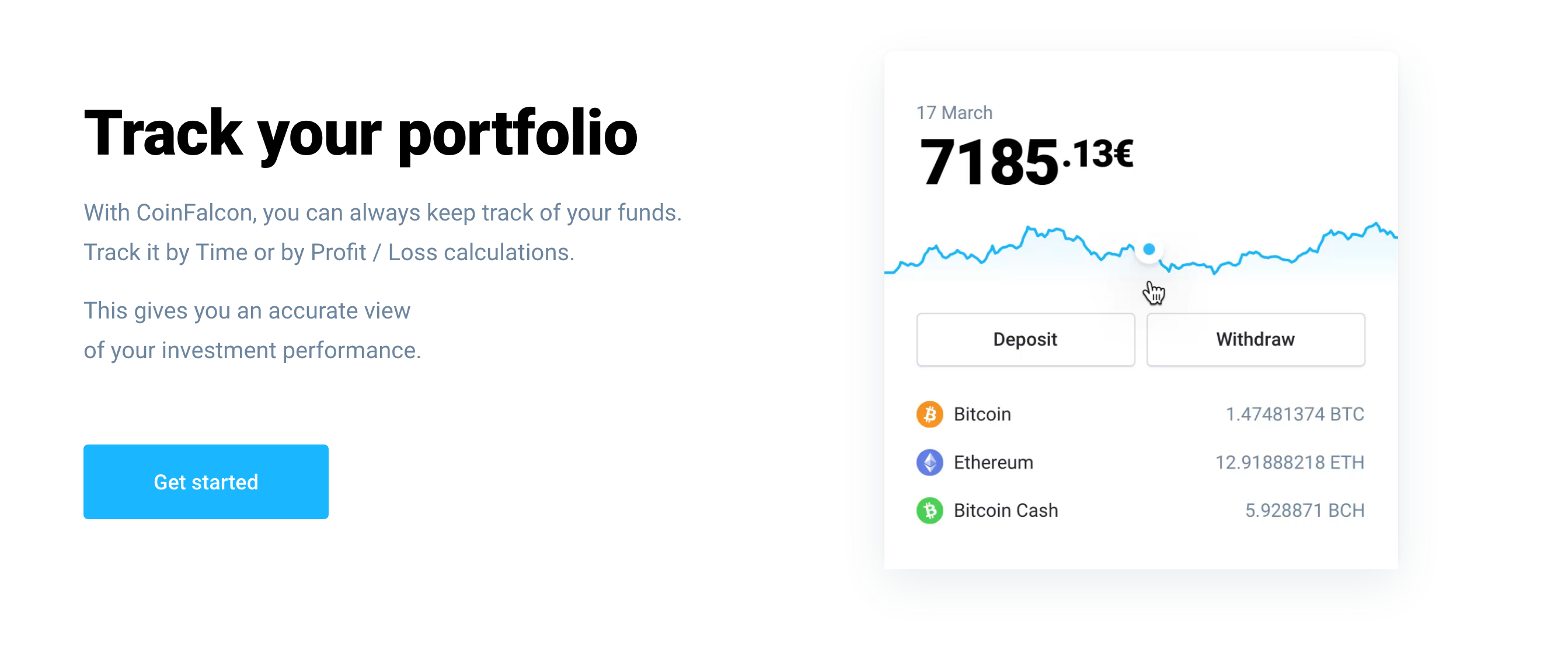Coinfalcon Feature component screenshot