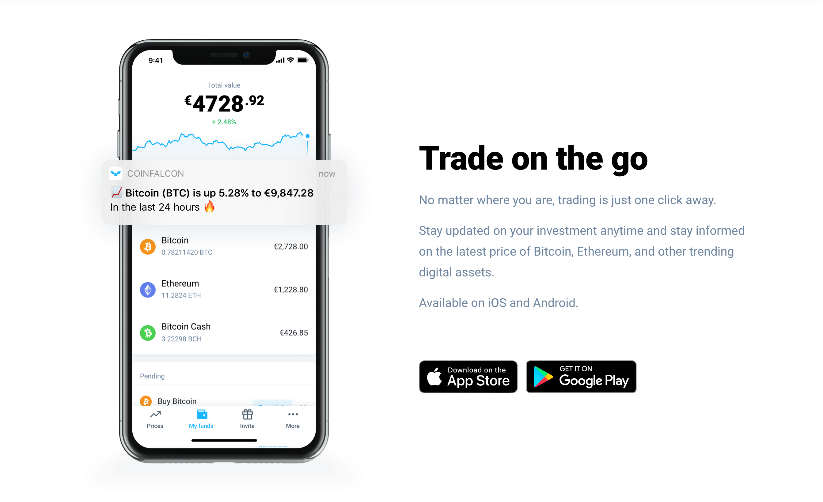 Coinfalcon Call To Action component screenshot