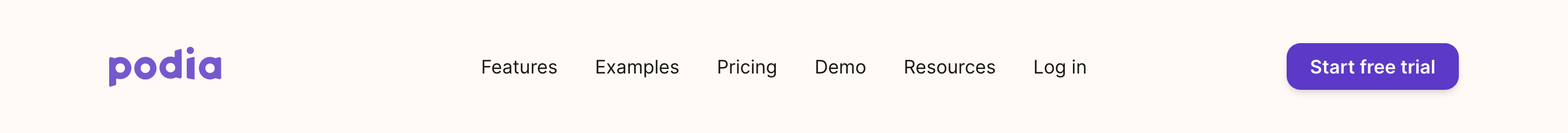 Podia Header component screenshot