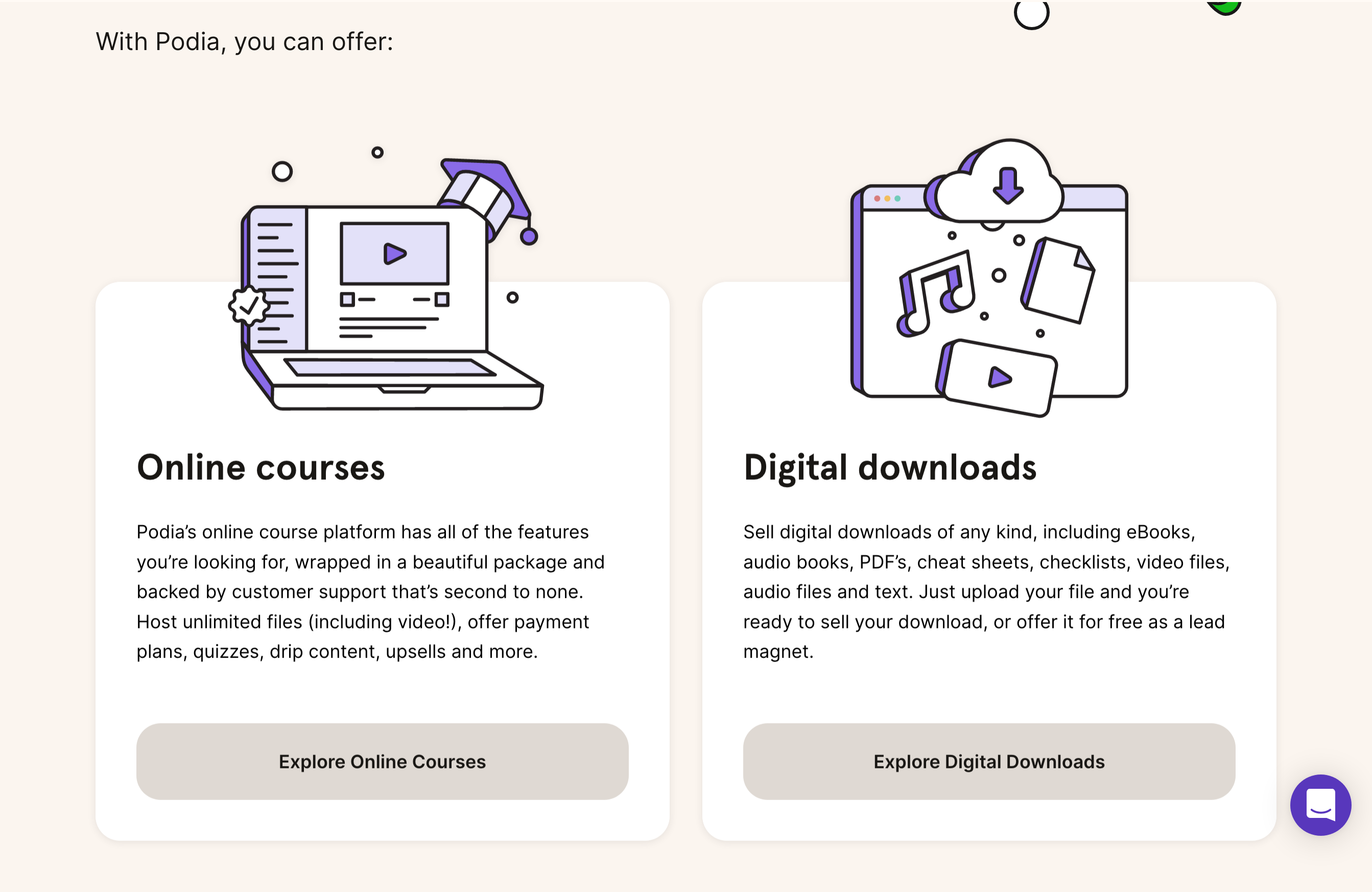 Podia Products component screenshot