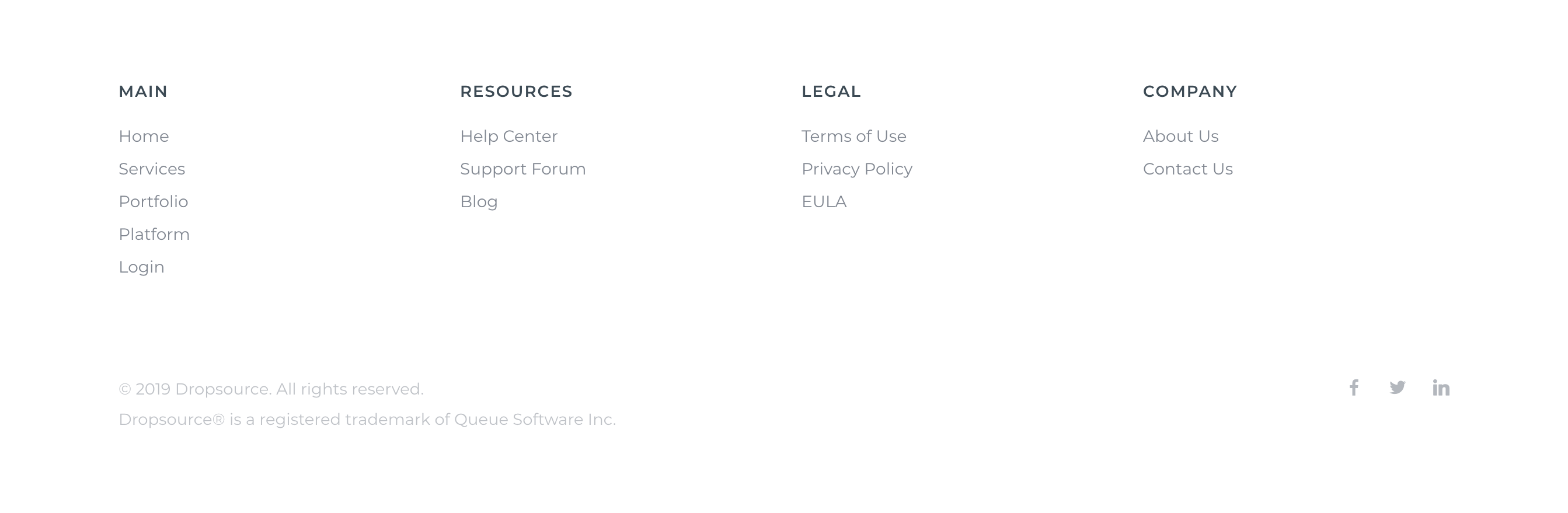 Dropsource Footer component screenshot