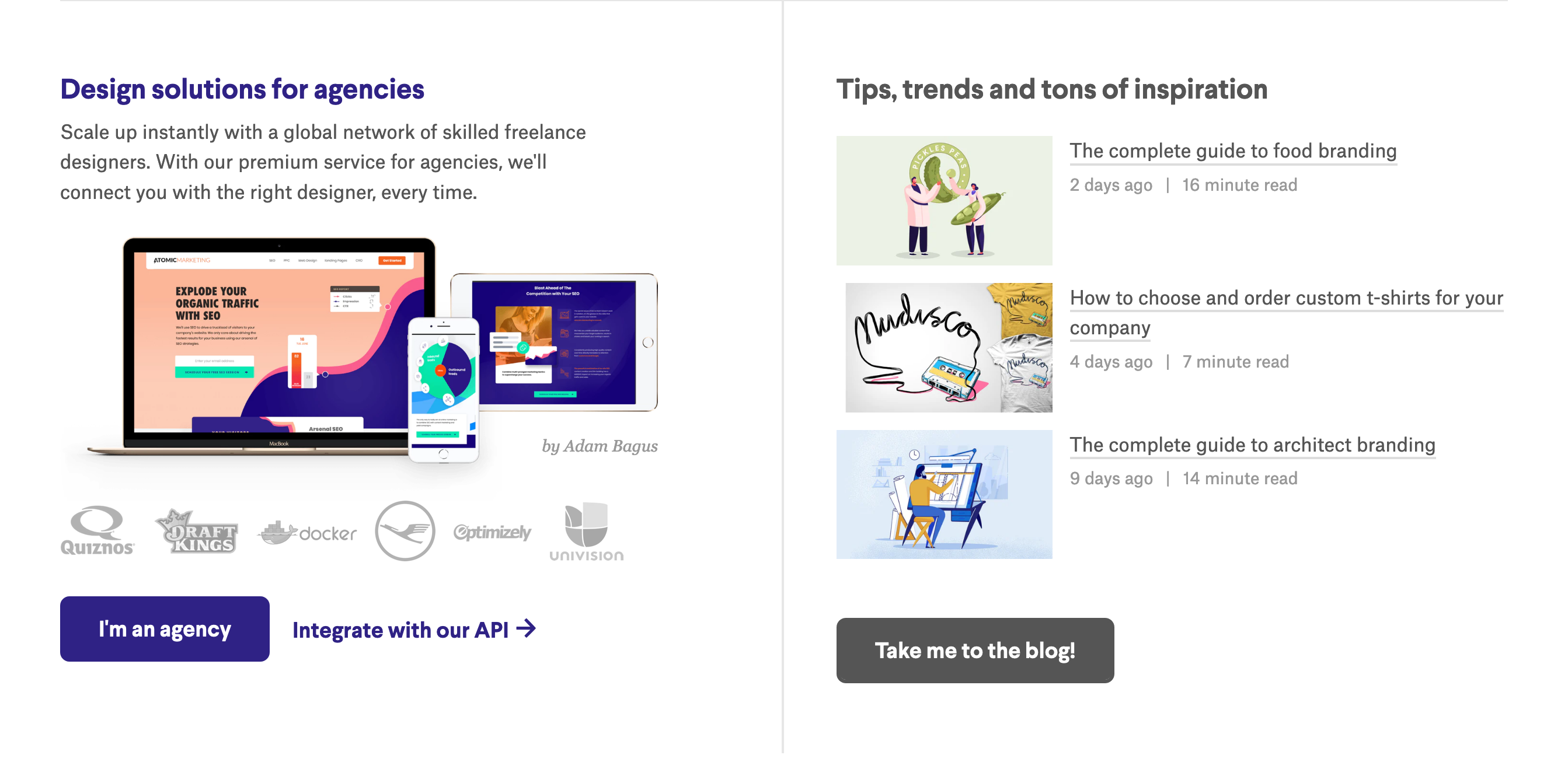 99designs Feature component screenshot