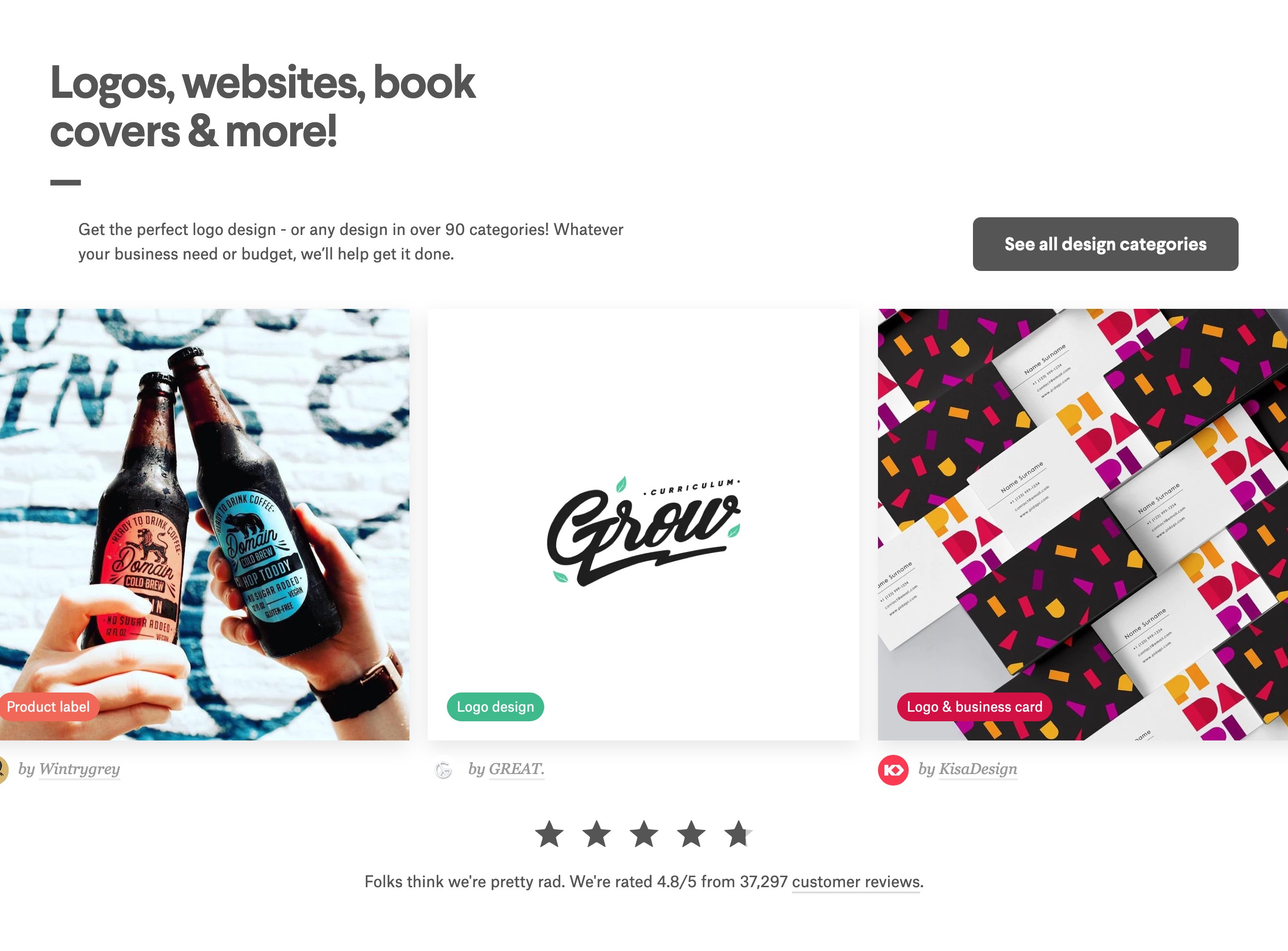 99designs Feature component screenshot