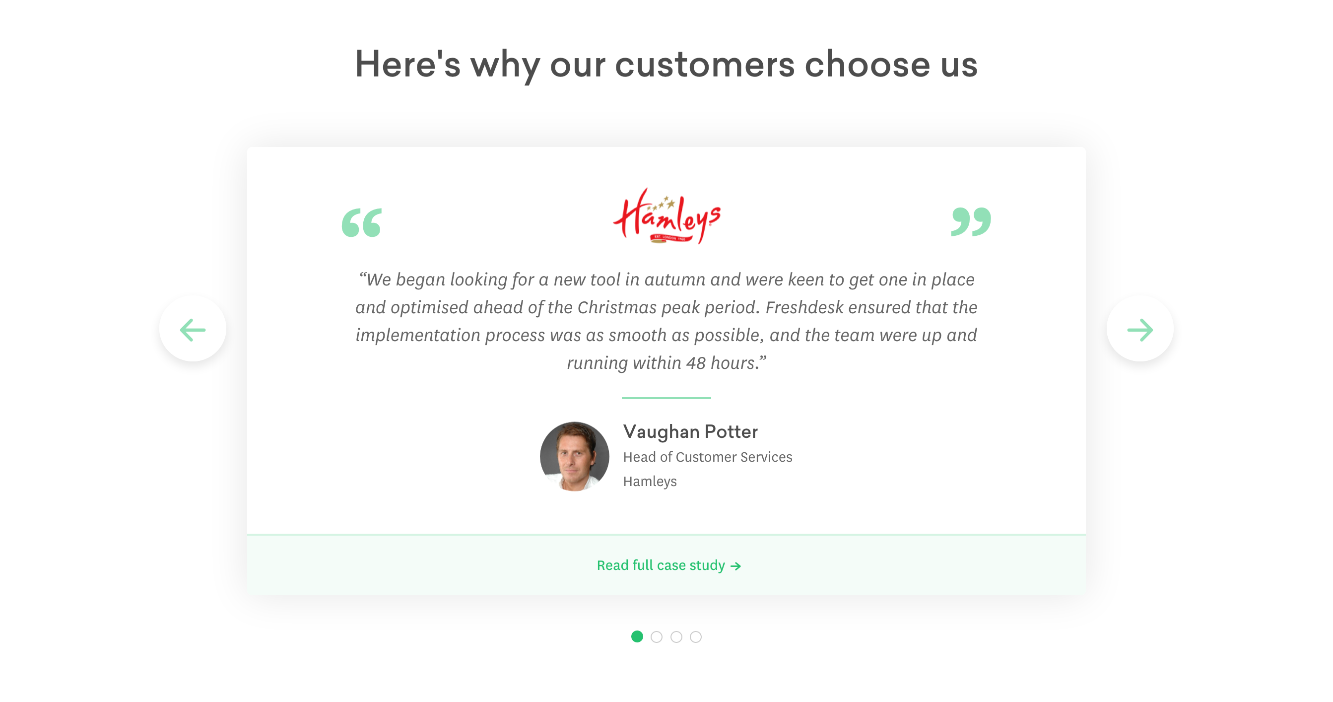 Freshdesk Testimonial component screenshot