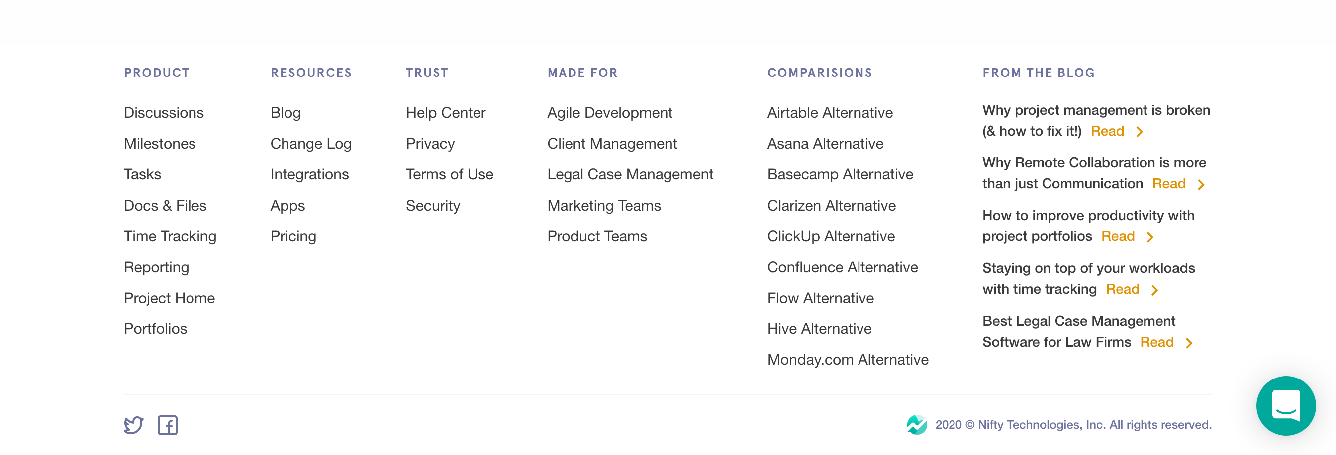 Niftypm Footer component screenshot