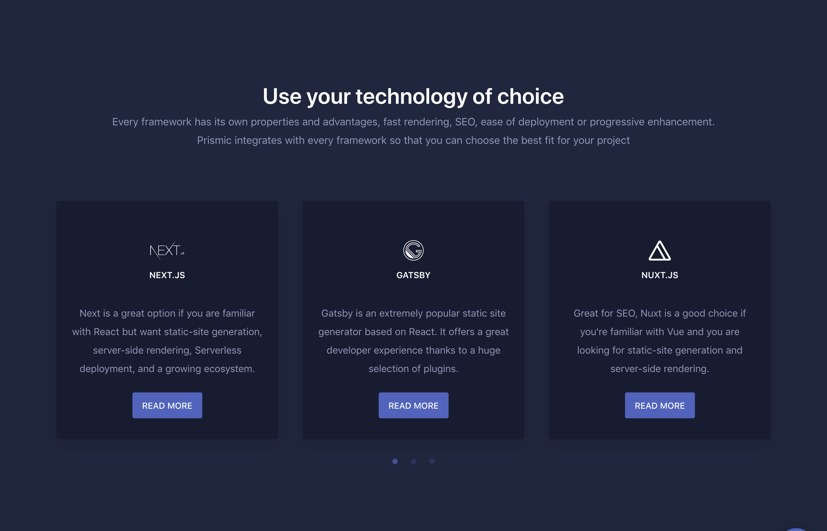 Prismic Intergrations component screenshot