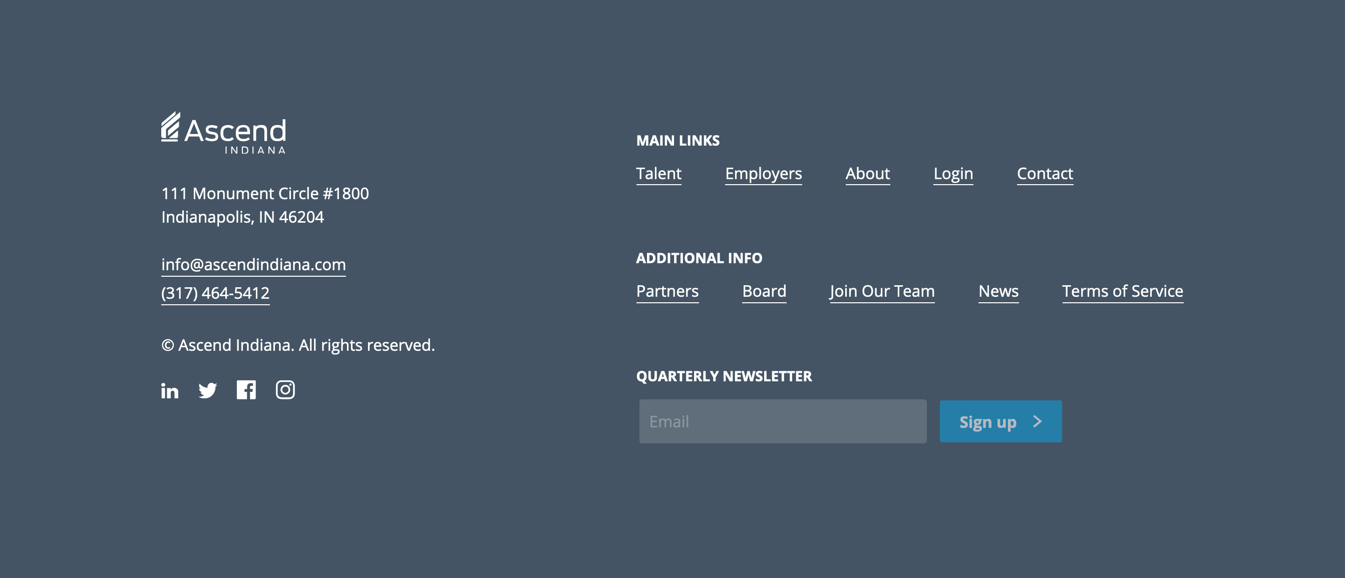 Ascendindiana Footer component screenshot