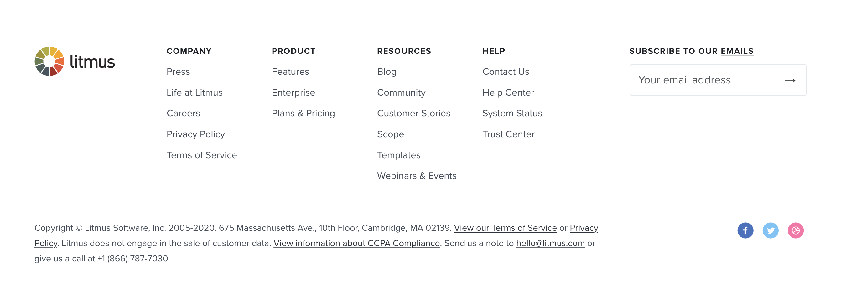Litmus Footer component screenshot